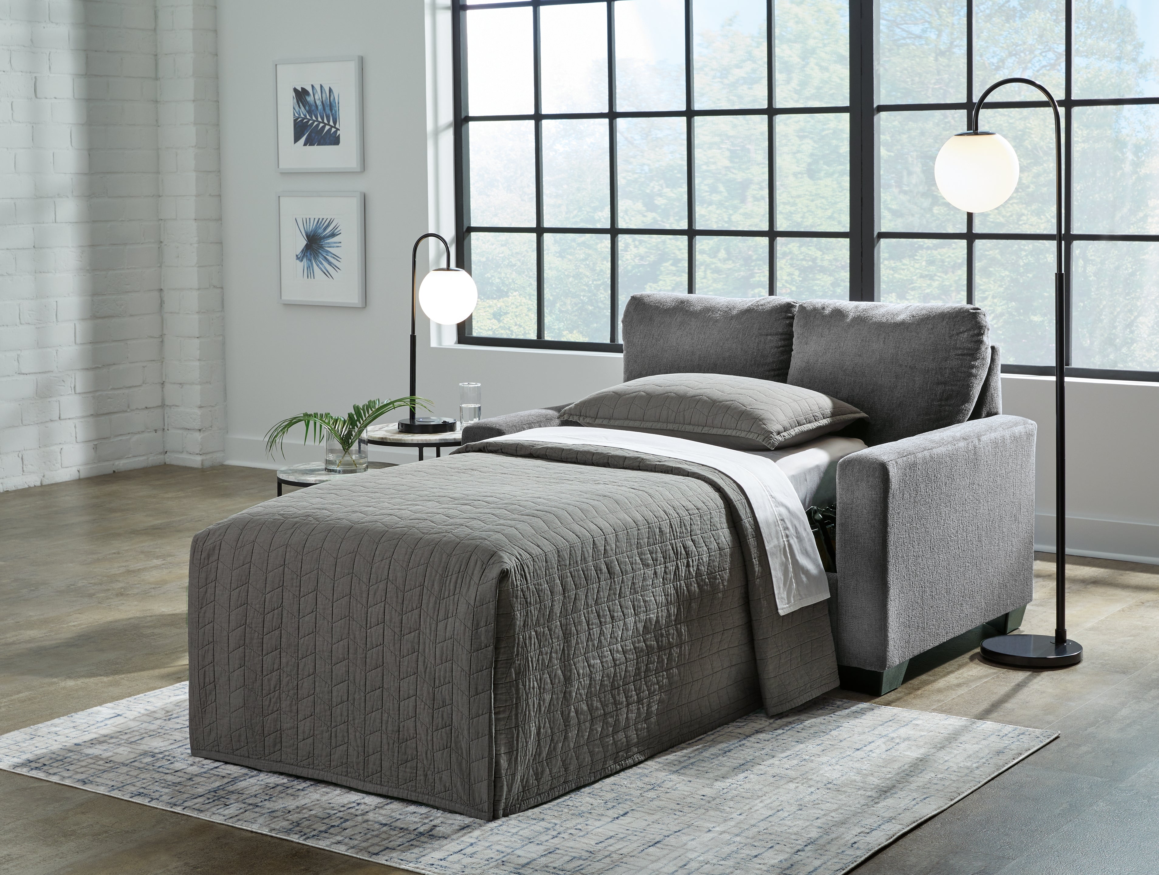 Floridian Furniture - Ashley Furniture - Rannis Living Room - Twin Sofa Sleeper / Pewter - 5360237