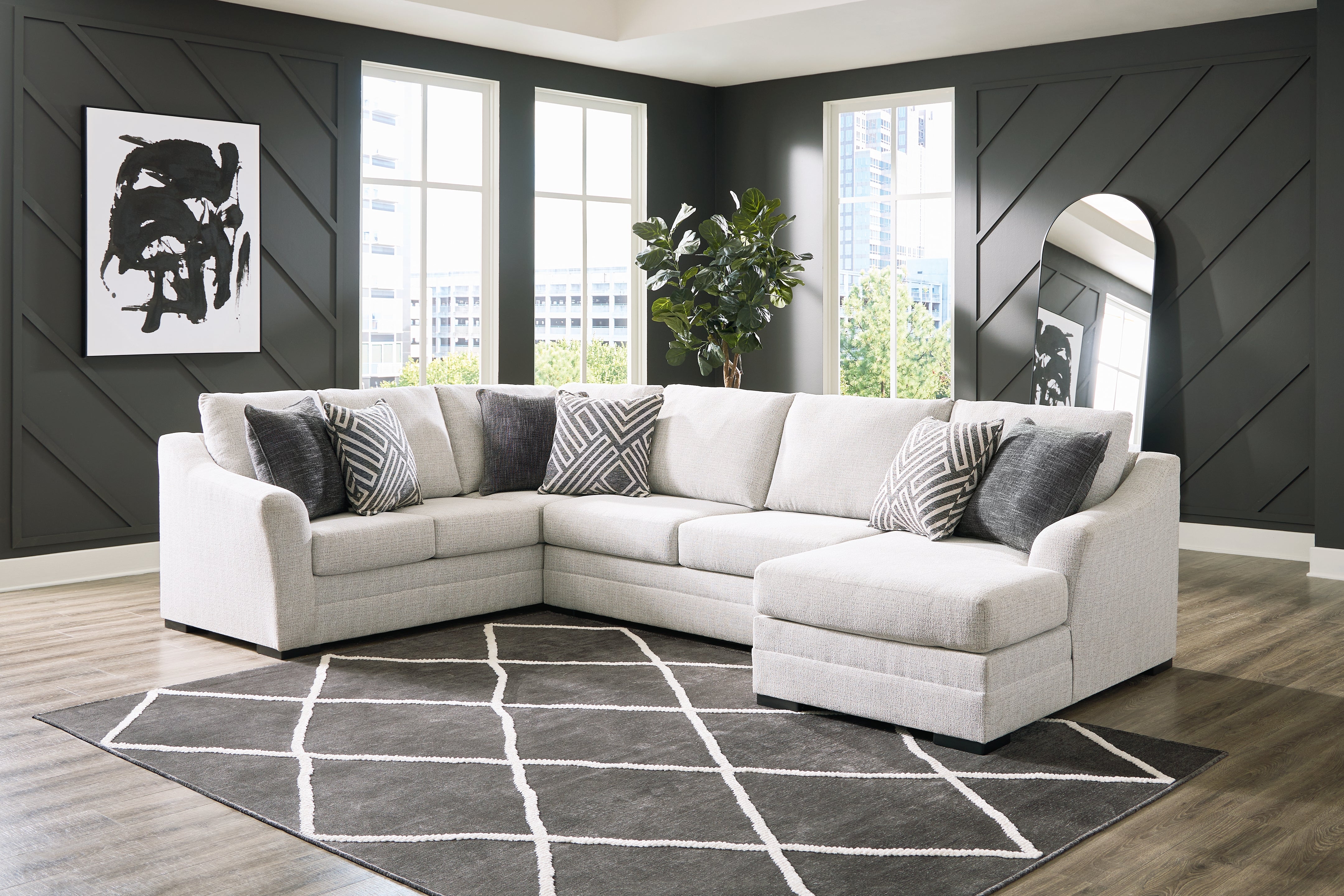 Floridian Furniture - Ashley Furniture - Koralynn Sectional - LAF 3-Piece Sectional with Chaise / Stone - 54102S2