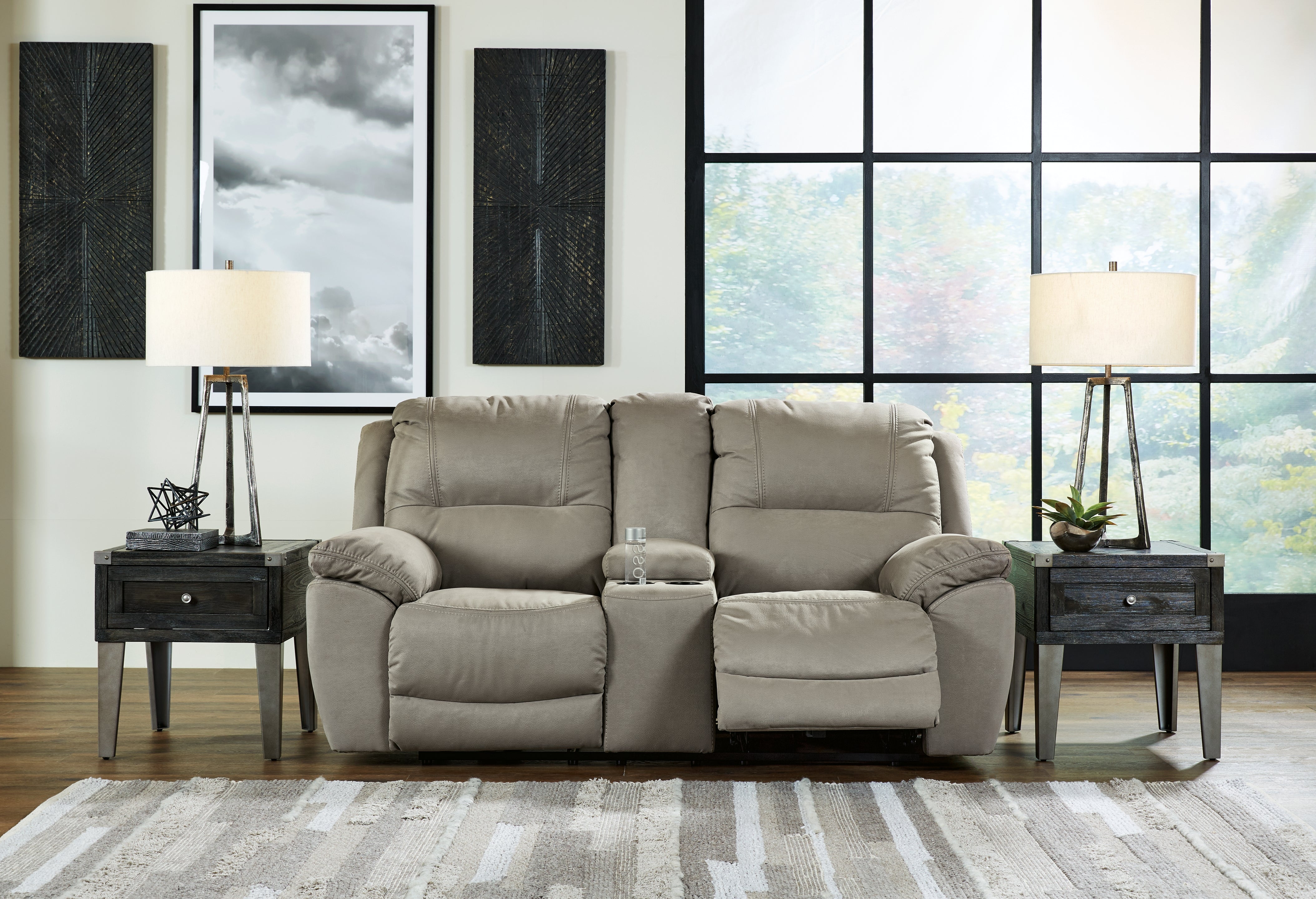 Floridian Furniture - Ashley Furniture - Next-Gen Gaucho Living Room - DBL Rec Loveseat w/Console / Putty - 5420394