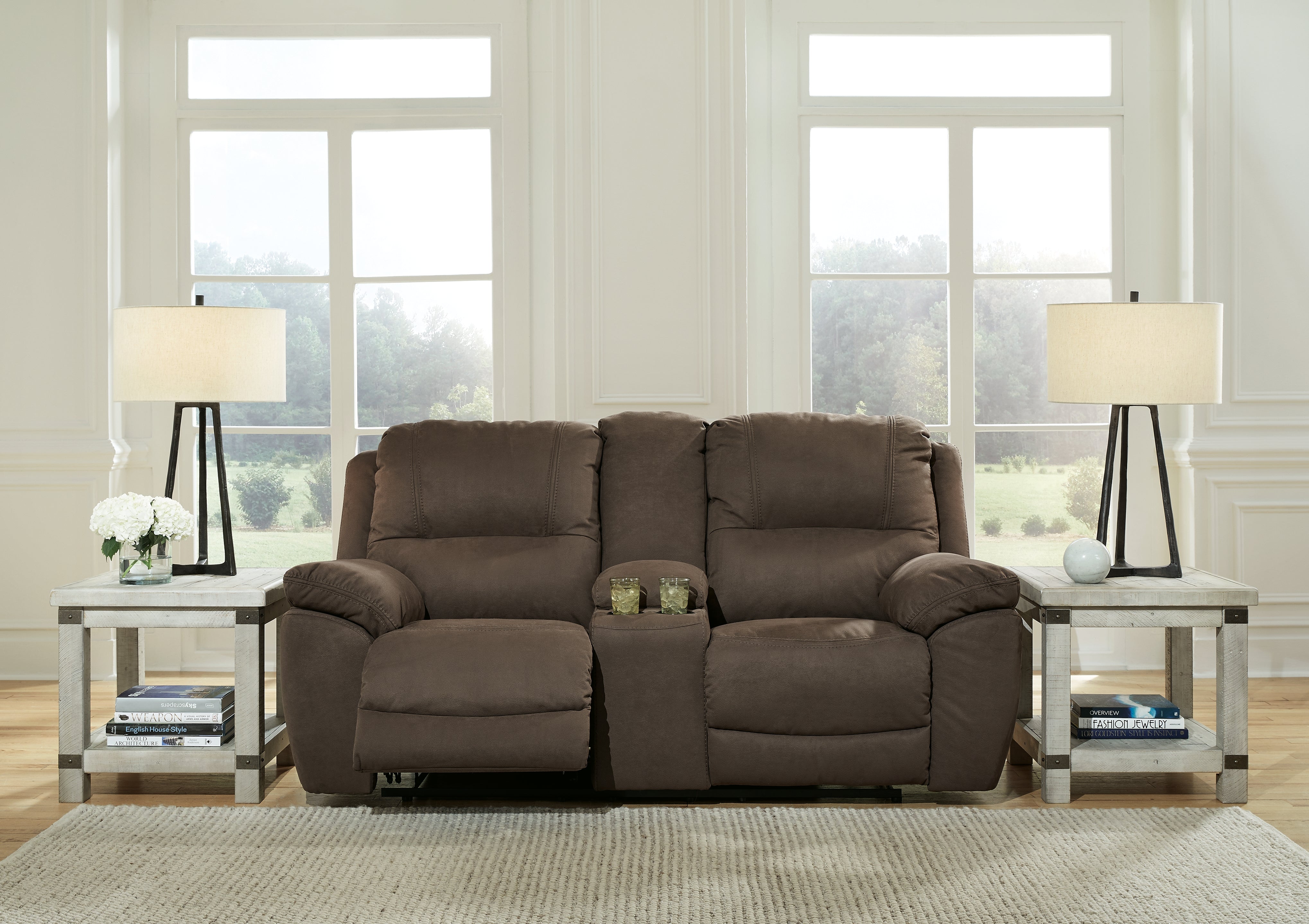 Floridian Furniture - Ashley Furniture - Next-Gen Gaucho Living Room - DBL Rec Loveseat w/Console / Espresso - 5420494