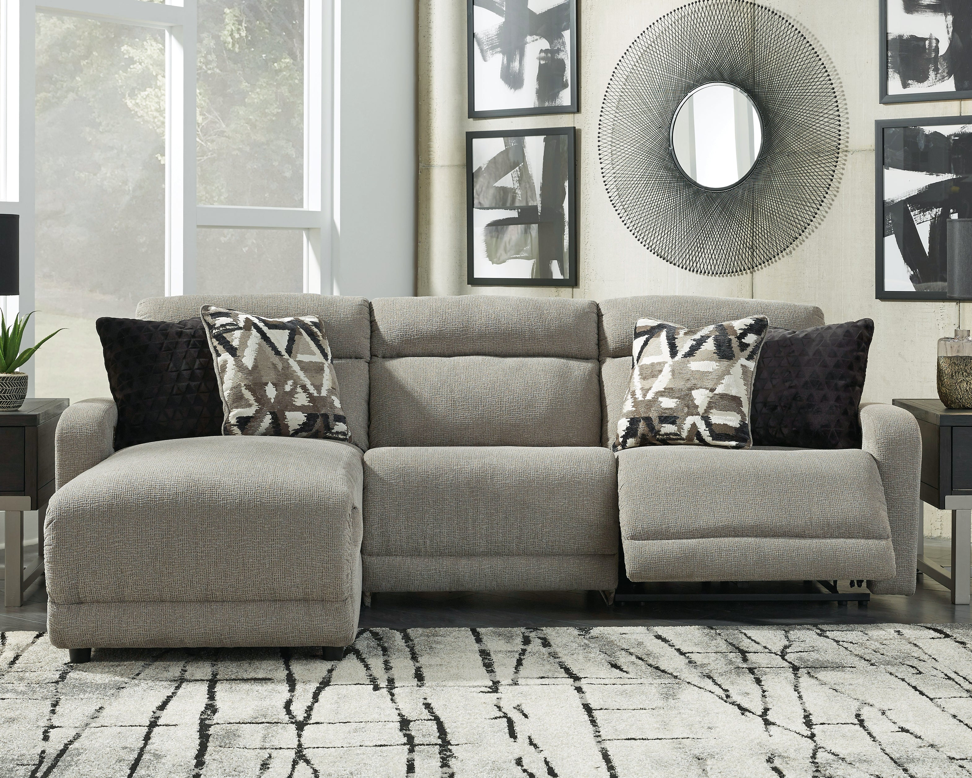 Floridian Furniture - Ashley Furniture - Colleyville Sectional - 3-Piece Power Reclining Sectional with Chaise / Stone - 54405S4