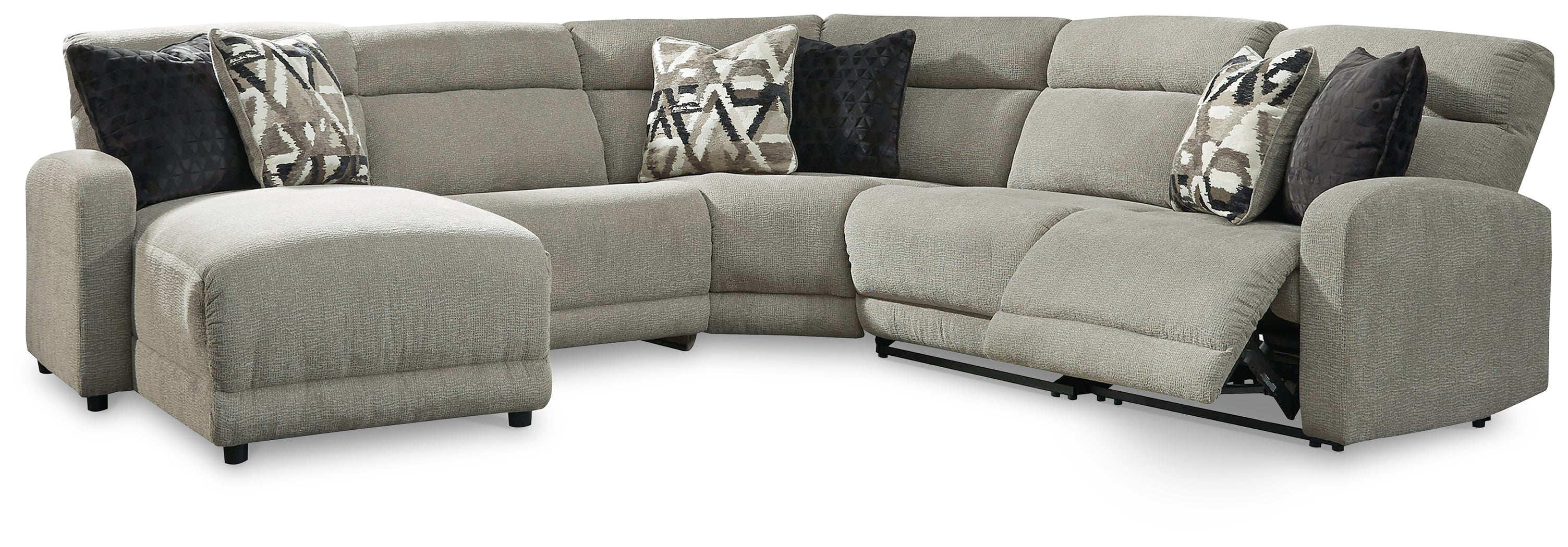 Floridian Furniture - Ashley Furniture - Colleyville Sectional - 5-Piece Power Reclining Sectional with Chaise / Stone - 54405S11