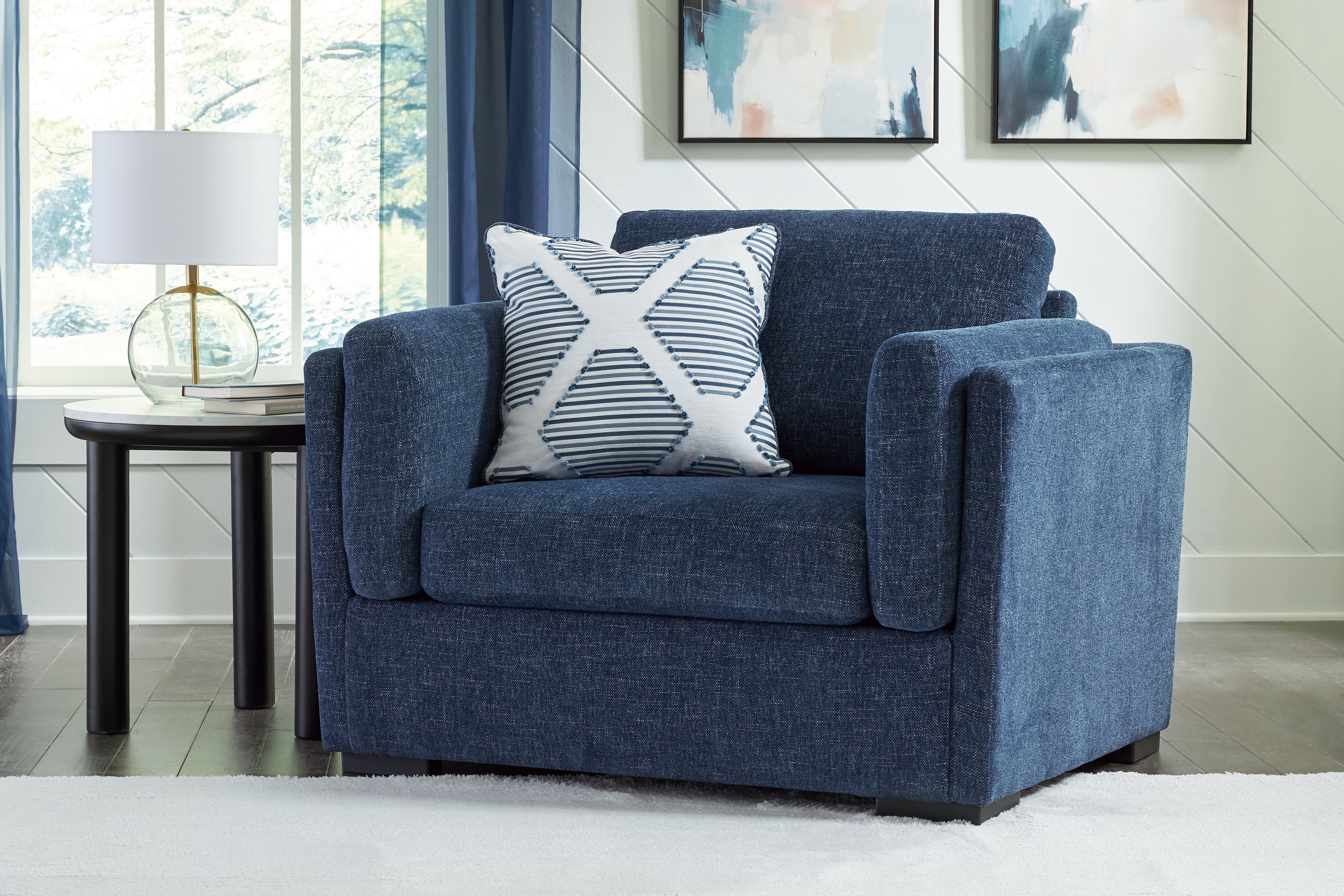 Floridian Furniture - Ashley Furniture - Evansley Living Room - Chair and a Half / Navy - 5450223