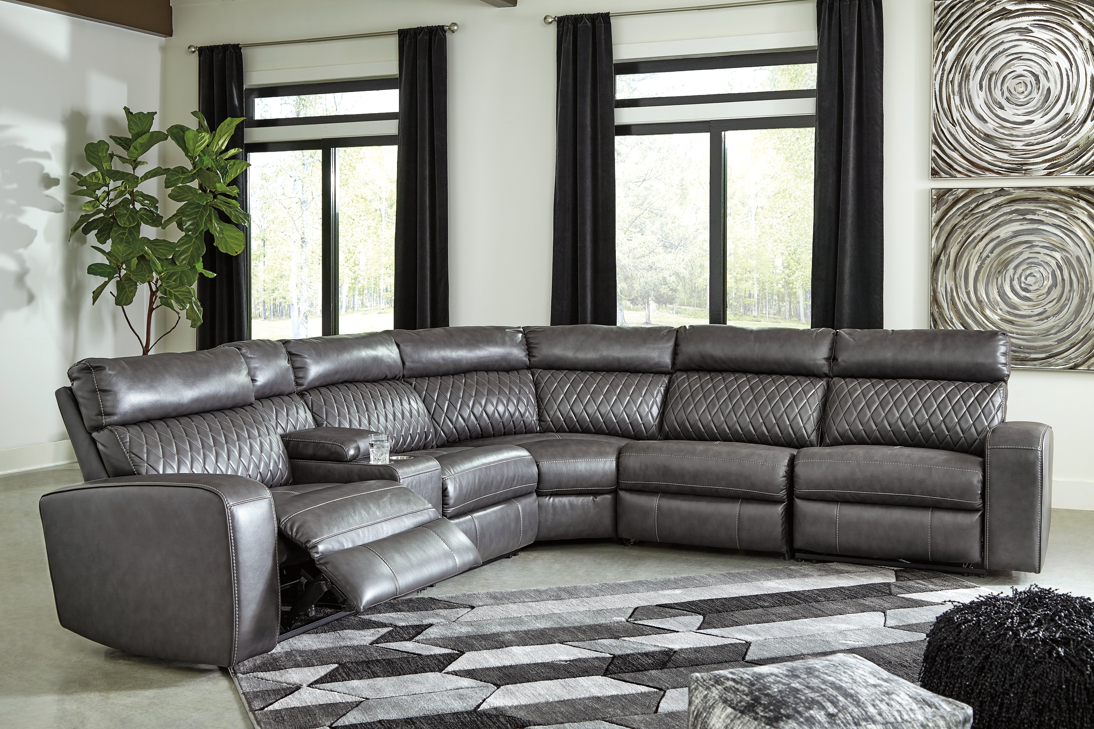 Floridian Furniture - Ashley Furniture - Samperstone Sectional - 6-Piece Power Reclining Sectional / Gray - 55203S2