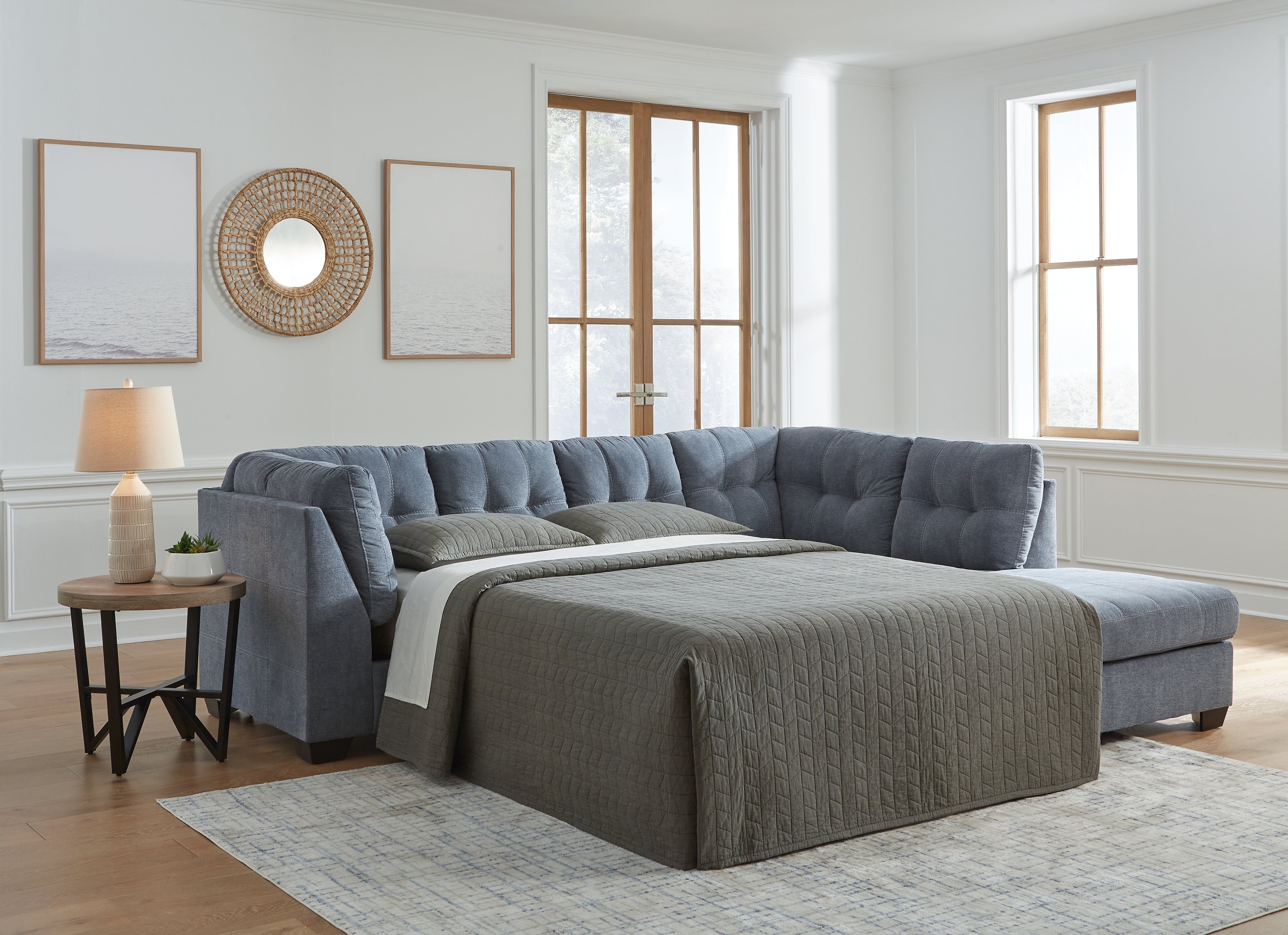 Floridian Furniture - Ashley Furniture - Marleton Sectional - 2-Piece Sleeper Sectional with Chaise / Denim - 55303S4