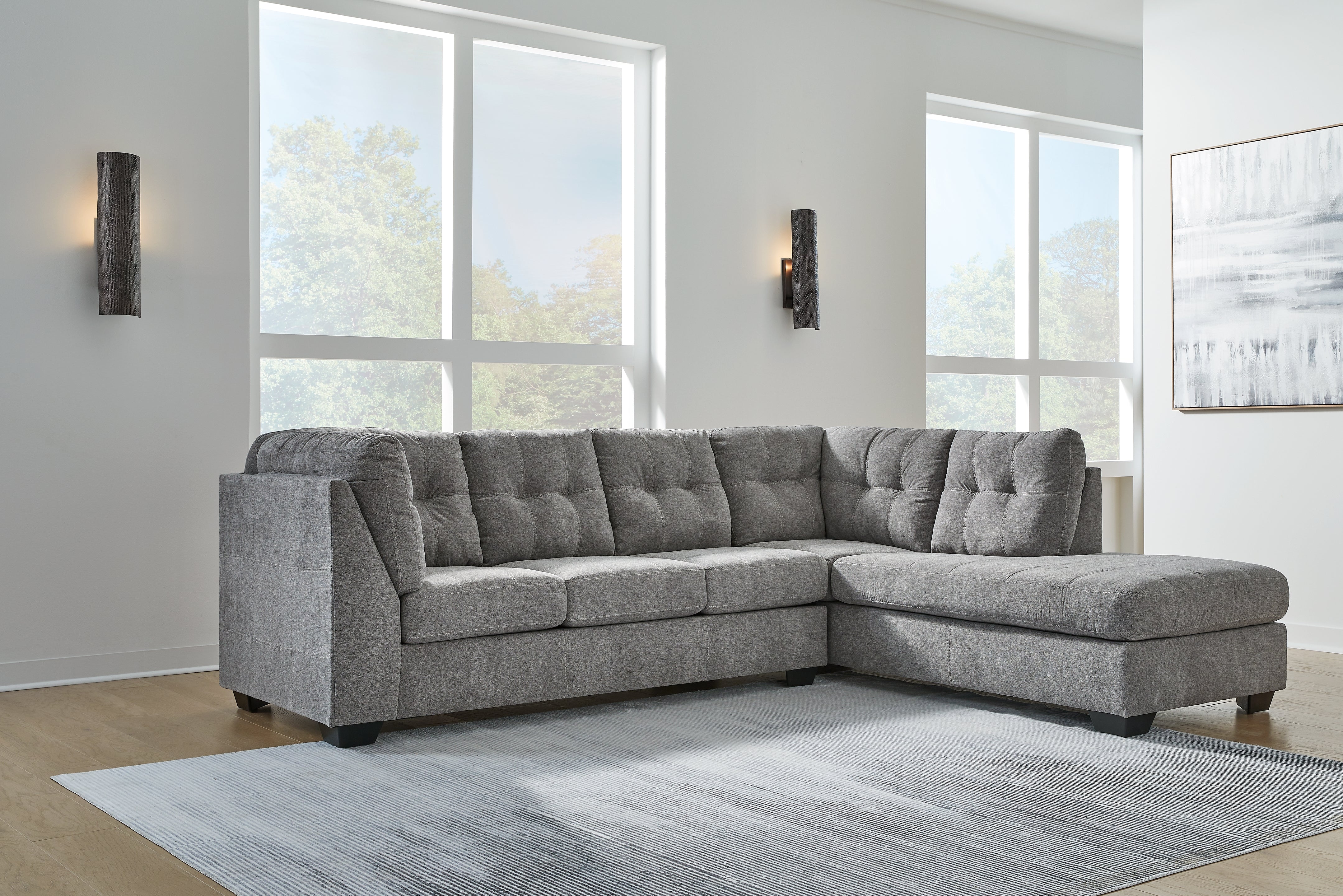 Floridian Furniture - Ashley Furniture - Marleton Sectional - LAF 2-Piece Sectional with Chaise / Gray - 55305S2