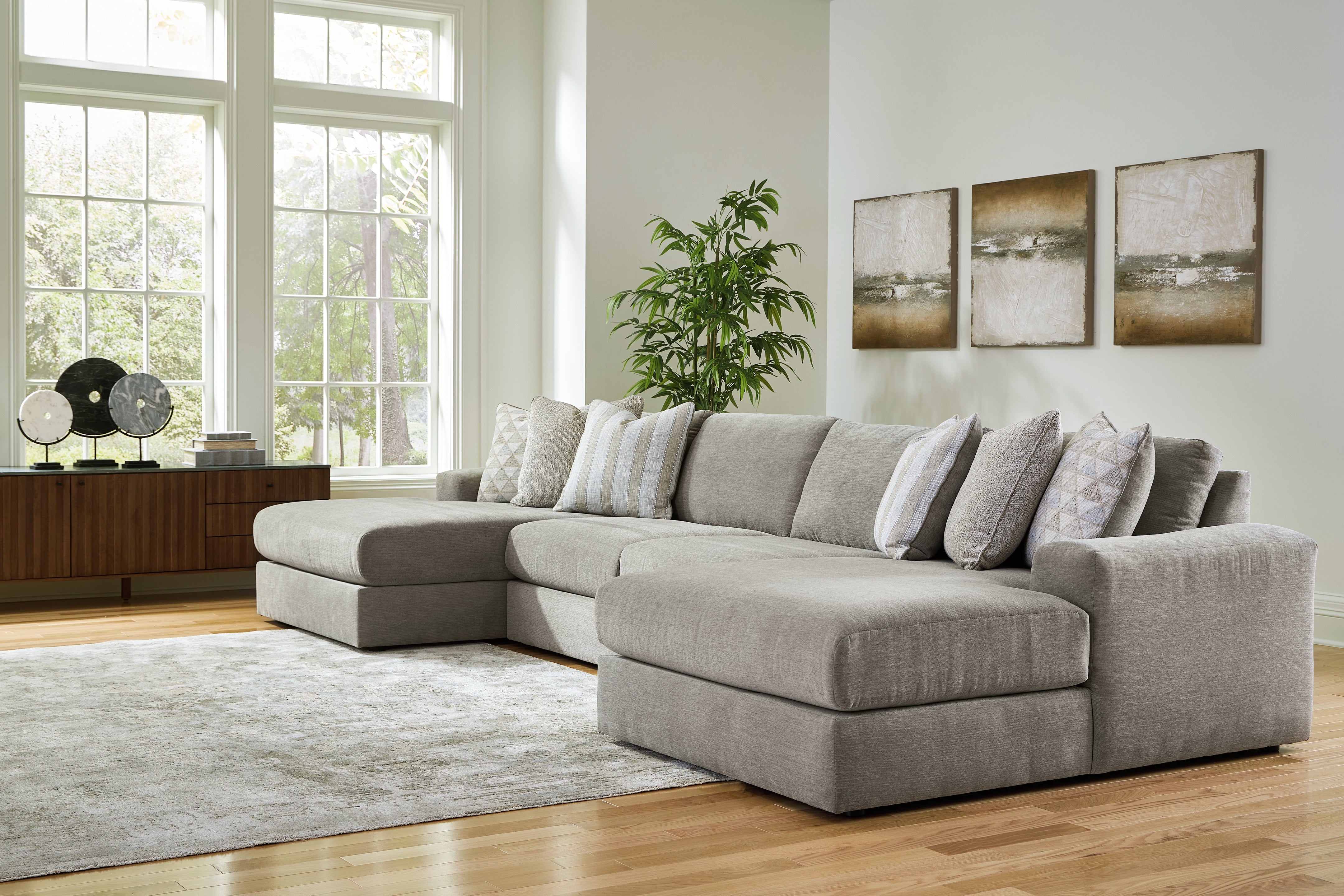 Floridian Furniture - Ashley Furniture - Avaliyah Sectional - RAF 4-Piece Double Chaise Sectional / Ash - 58103S11