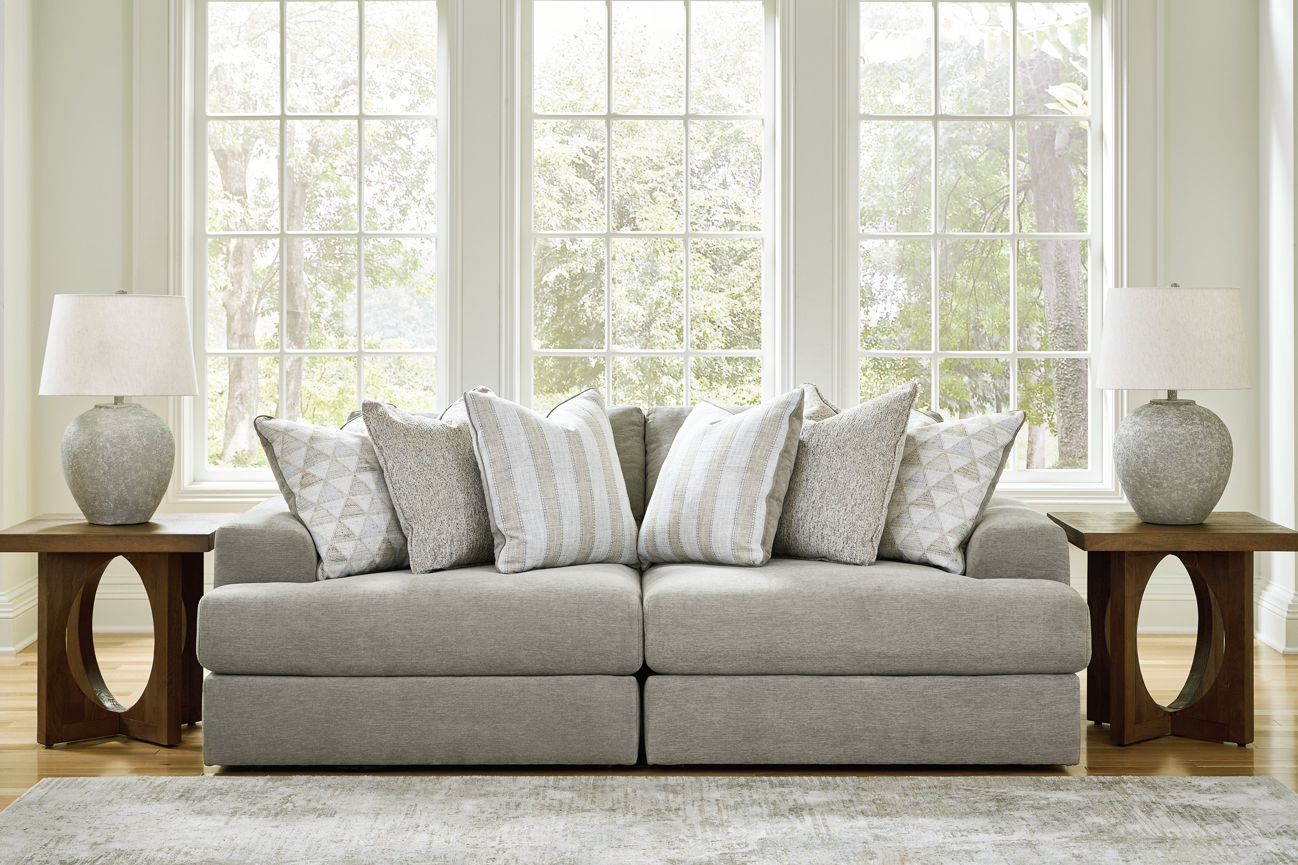 Floridian Furniture - Ashley Furniture - Avaliyah Sectional - RAF 2-Piece Sectional Loveseat / Ash - 58103S1