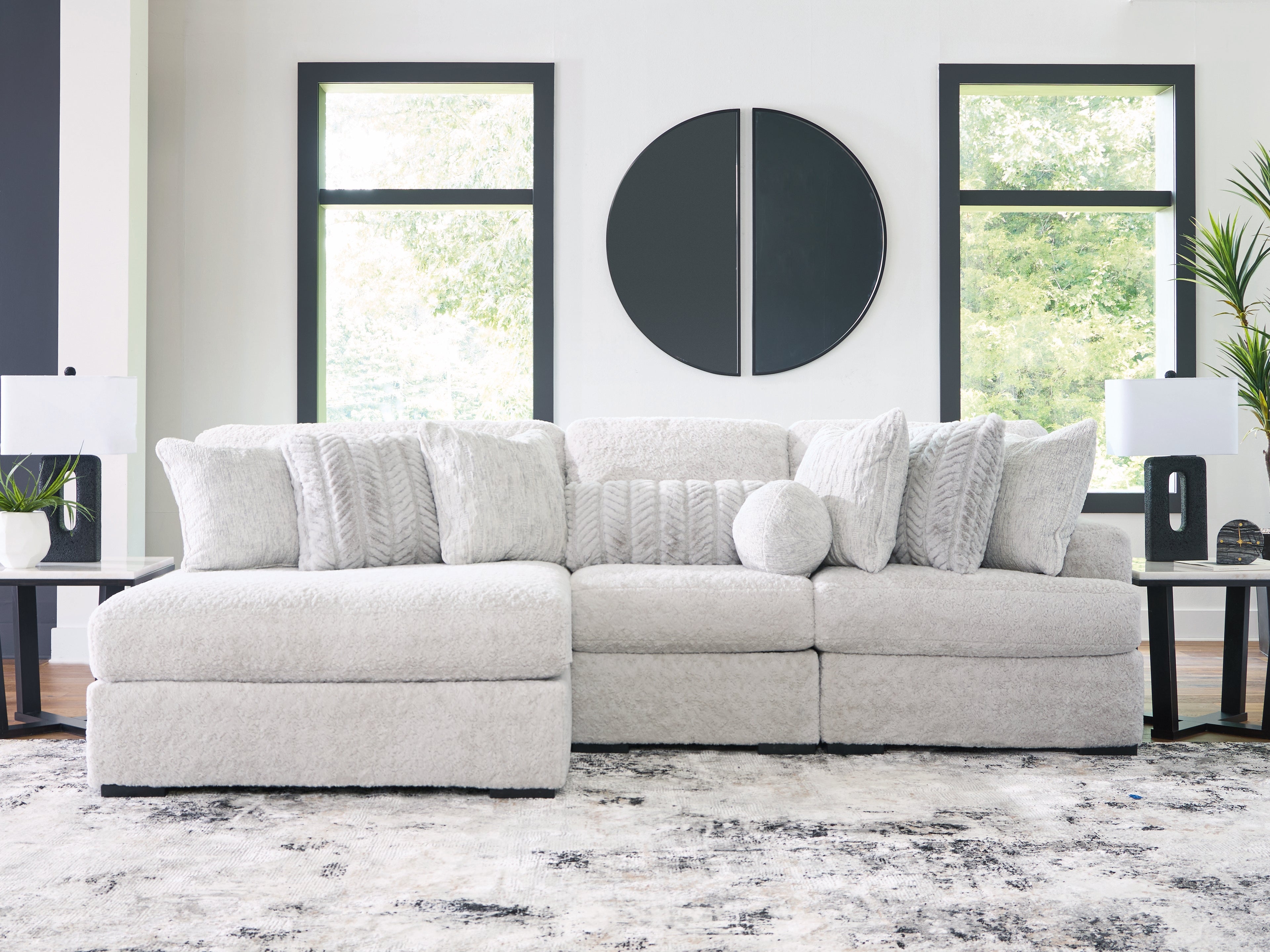 Floridian Furniture - Ashley Furniture - Cuddle Plush Sectional - RAF 10-Piece Sectional / Arctic - PC59106S10