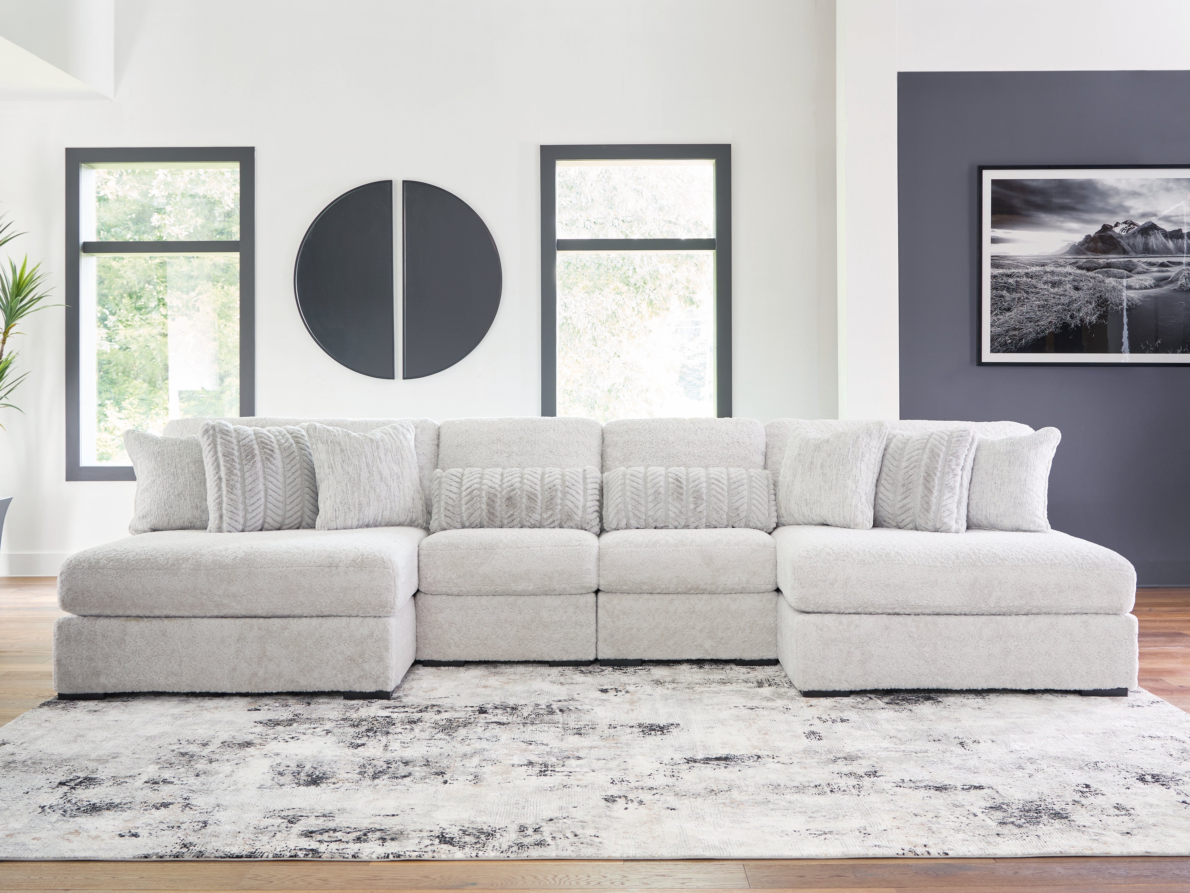 Floridian Furniture - Ashley Furniture - Cuddle Plush Sectional - 4-Piece Sectional with Chaise / Arctic - PC59106S4