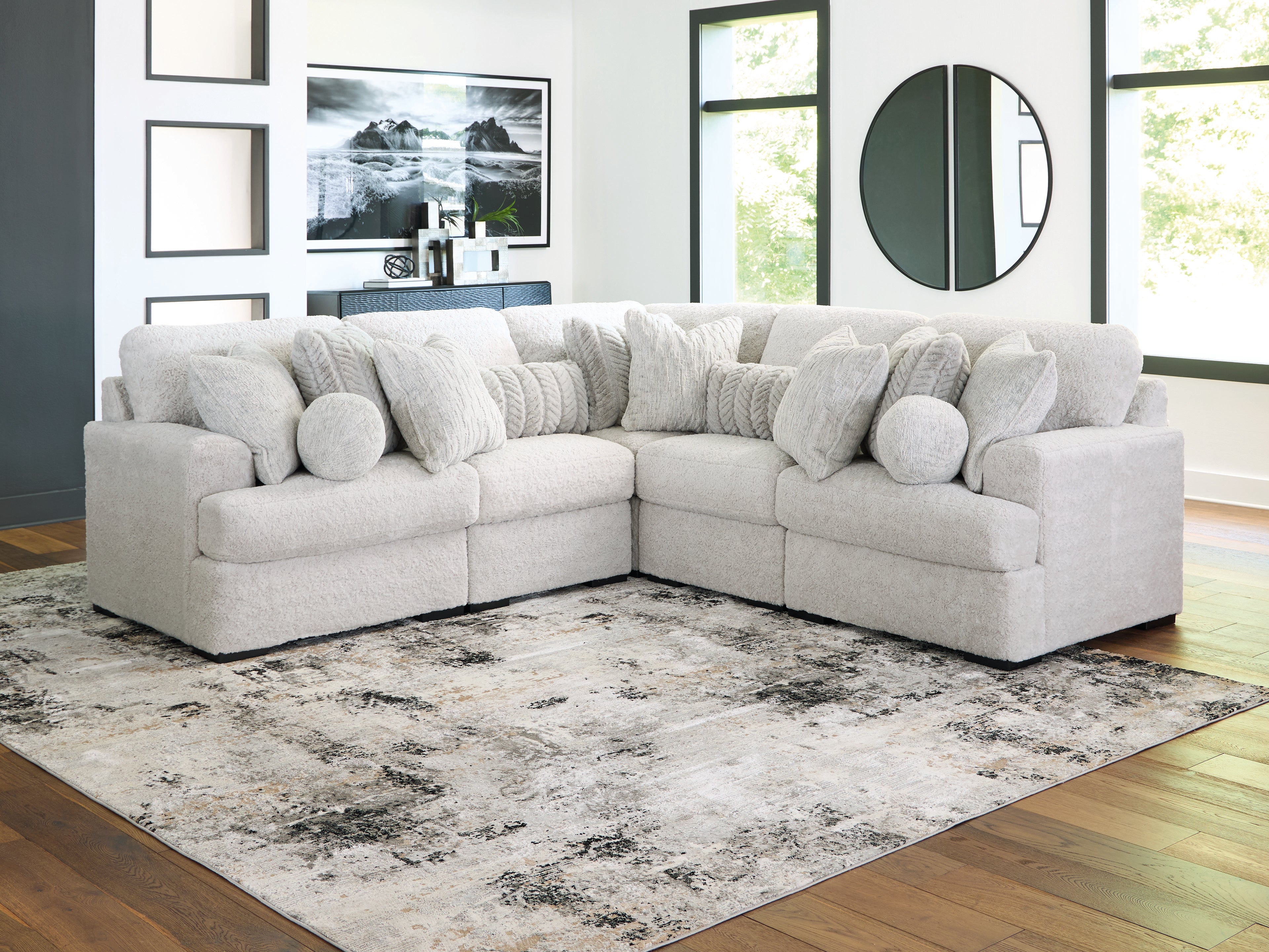 Floridian Furniture - Ashley Furniture - Cuddle Plush Sectional - RAF 5-Piece Sectional / Arctic - PC59106S2