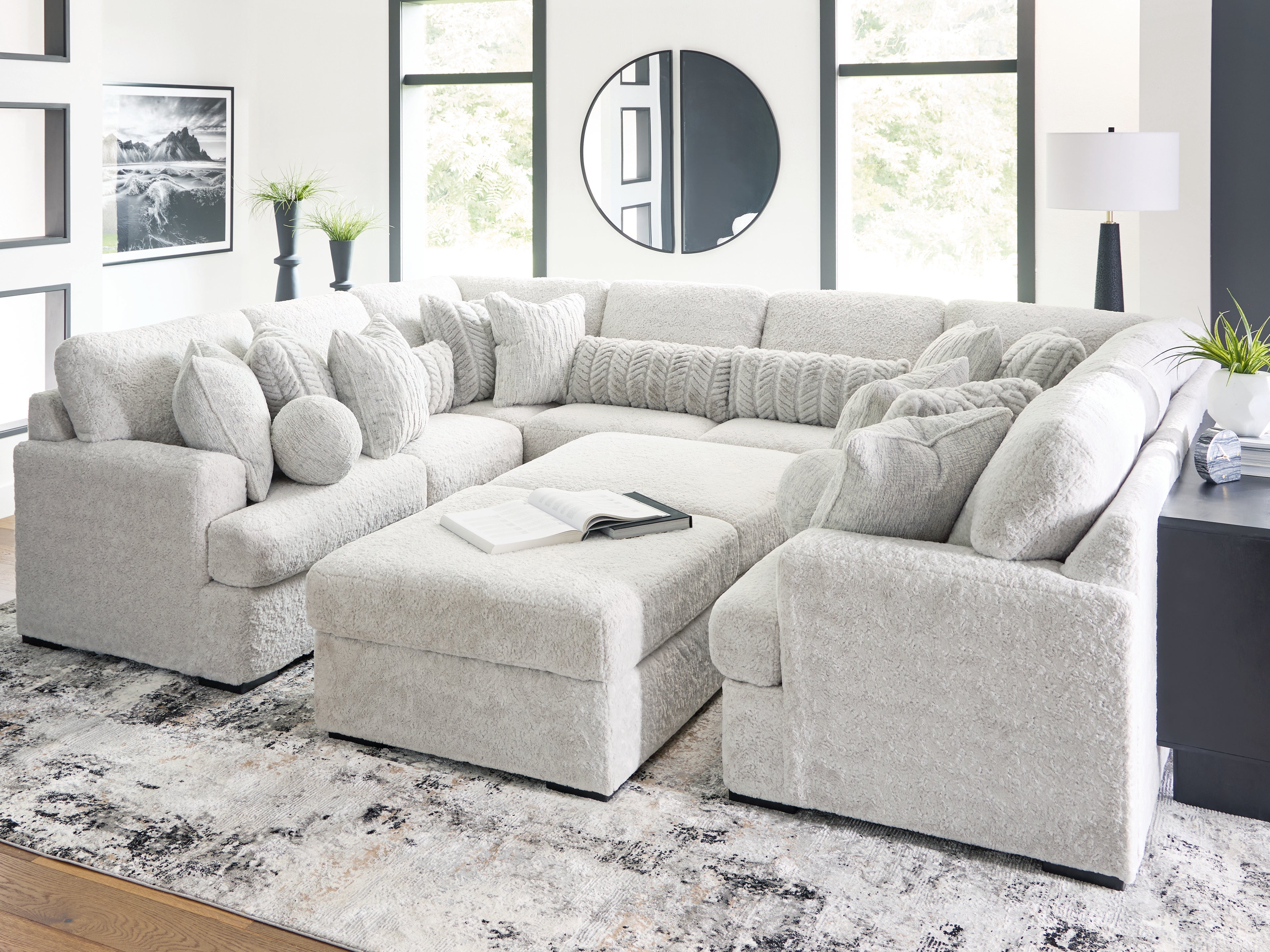 Floridian Furniture - Ashley Furniture - Cuddle Plush Sectional - RAF 10-Piece Sectional / Arctic - PC59106S10