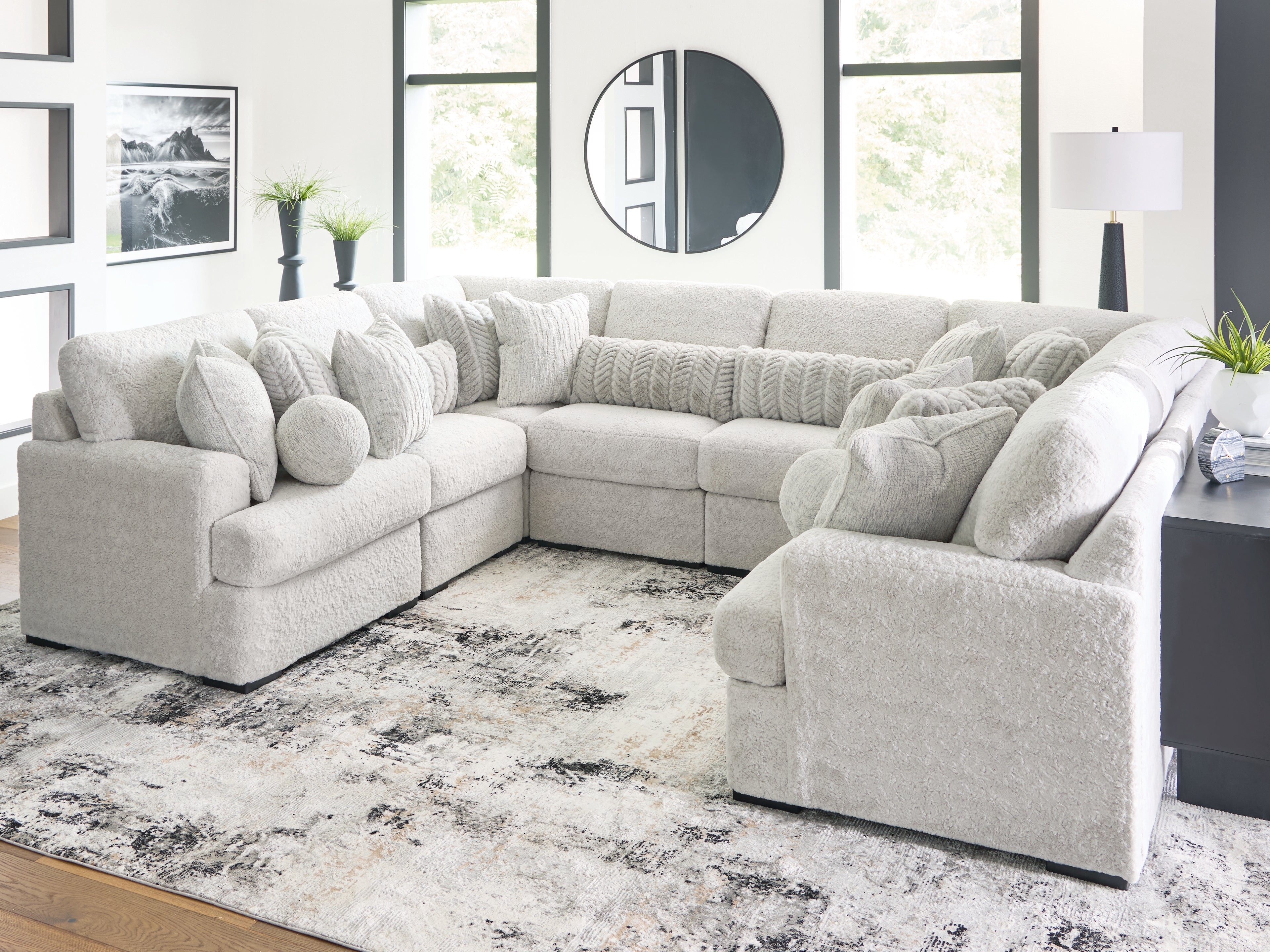 Floridian Furniture - Ashley Furniture - Cuddle Plush Sectional - RAF 8-Piece Sectional / Arctic - PC59106S6