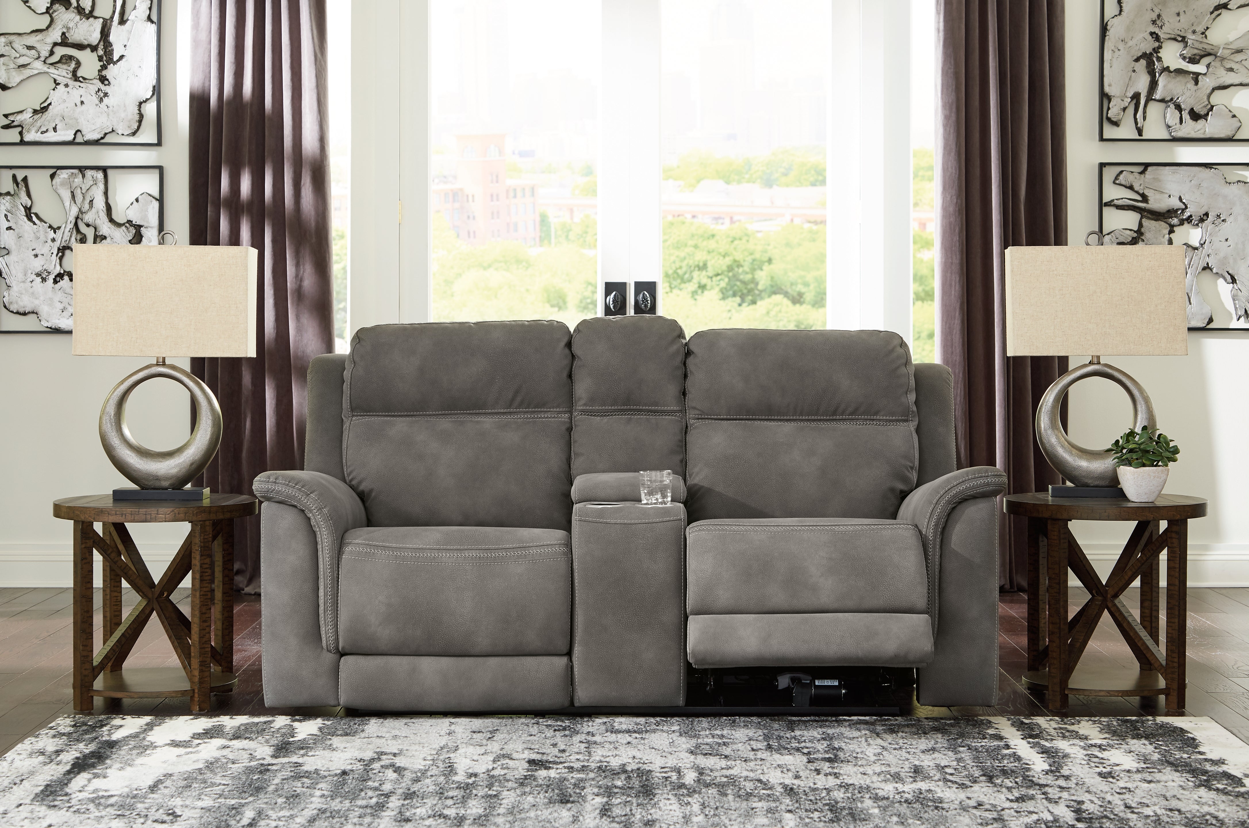 Floridian Furniture - Ashley Furniture - Next-Gen DuraPella Living Room - PWR REC Loveseat/CON/ADJ HDRST / Slate - 5930118