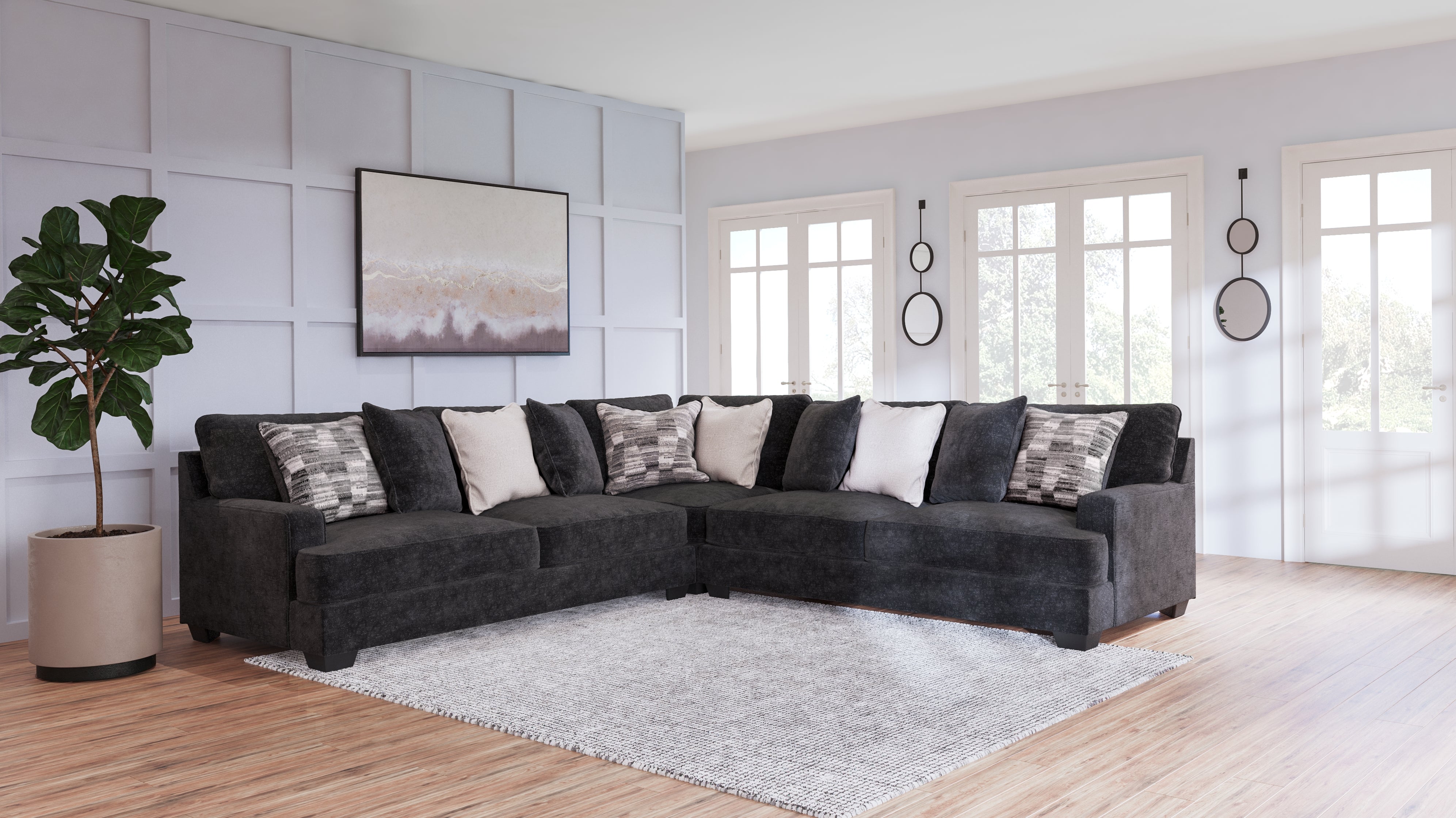 Floridian Furniture - Ashley Furniture - Lavernett Sectional - LAF 3-Piece Sectional / Charcoal - 59603S1