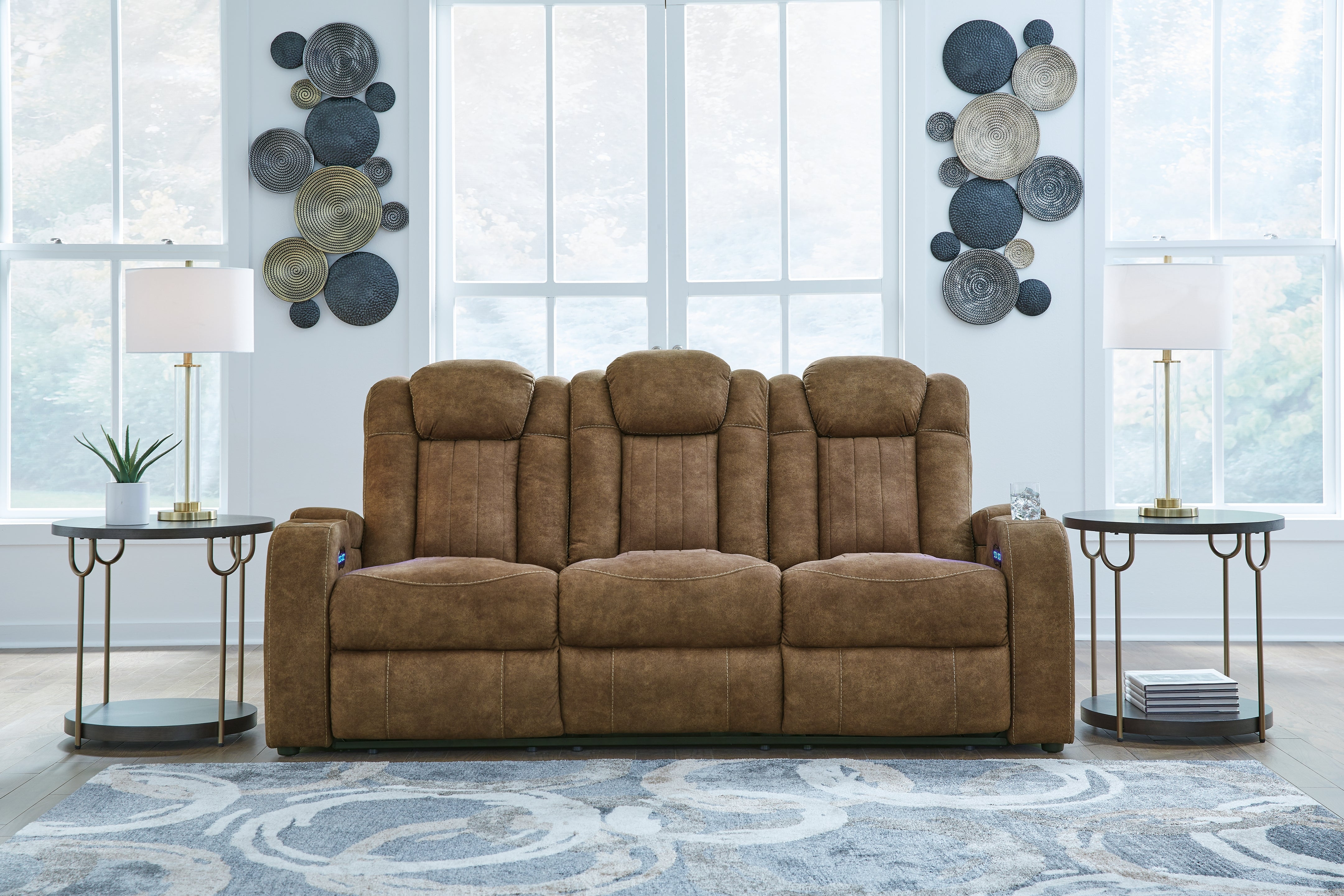 Floridian Furniture - Ashley Furniture - Wolfridge Living Room - PWR REC Sofa with ADJ Headrest / Brindle - 6070315