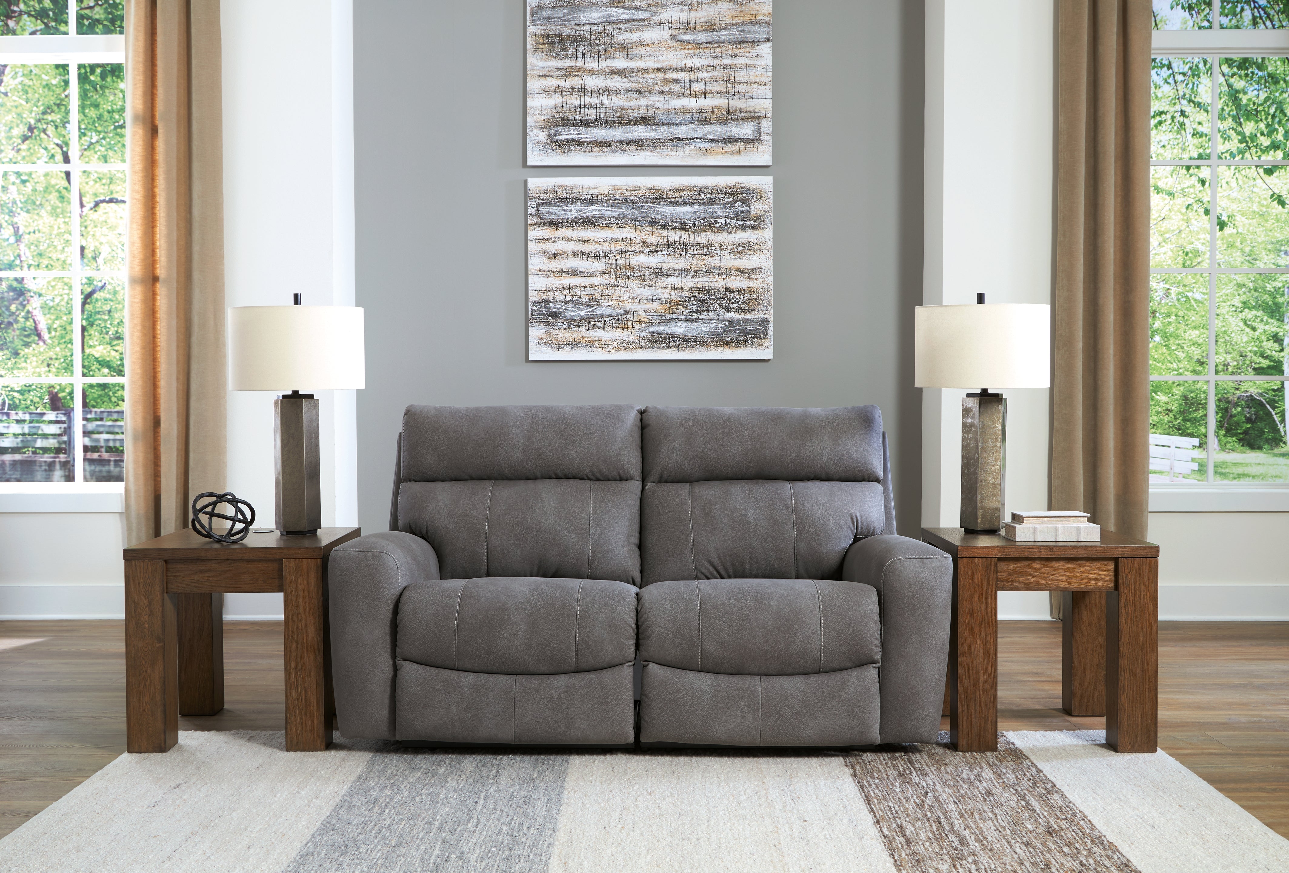 Floridian Furniture - Ashley Furniture - Next-Gen DuraPella Sectional - 2-Piece Power Reclining Sectional Loveseat / Slate - 61003S1