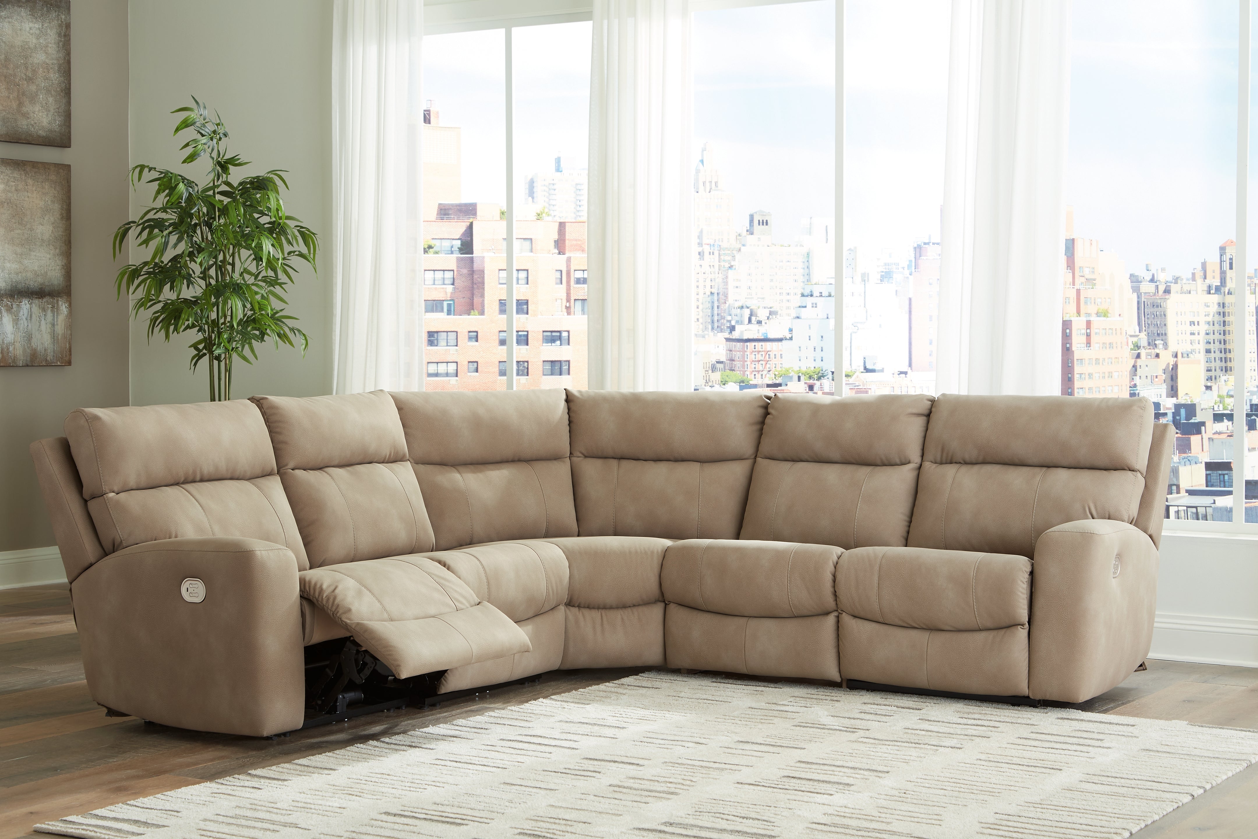Floridian Furniture - Ashley Furniture - Next-Gen DuraPella Sectional - 5-Piece Power Reclining Sectional / Sand - 61004S6