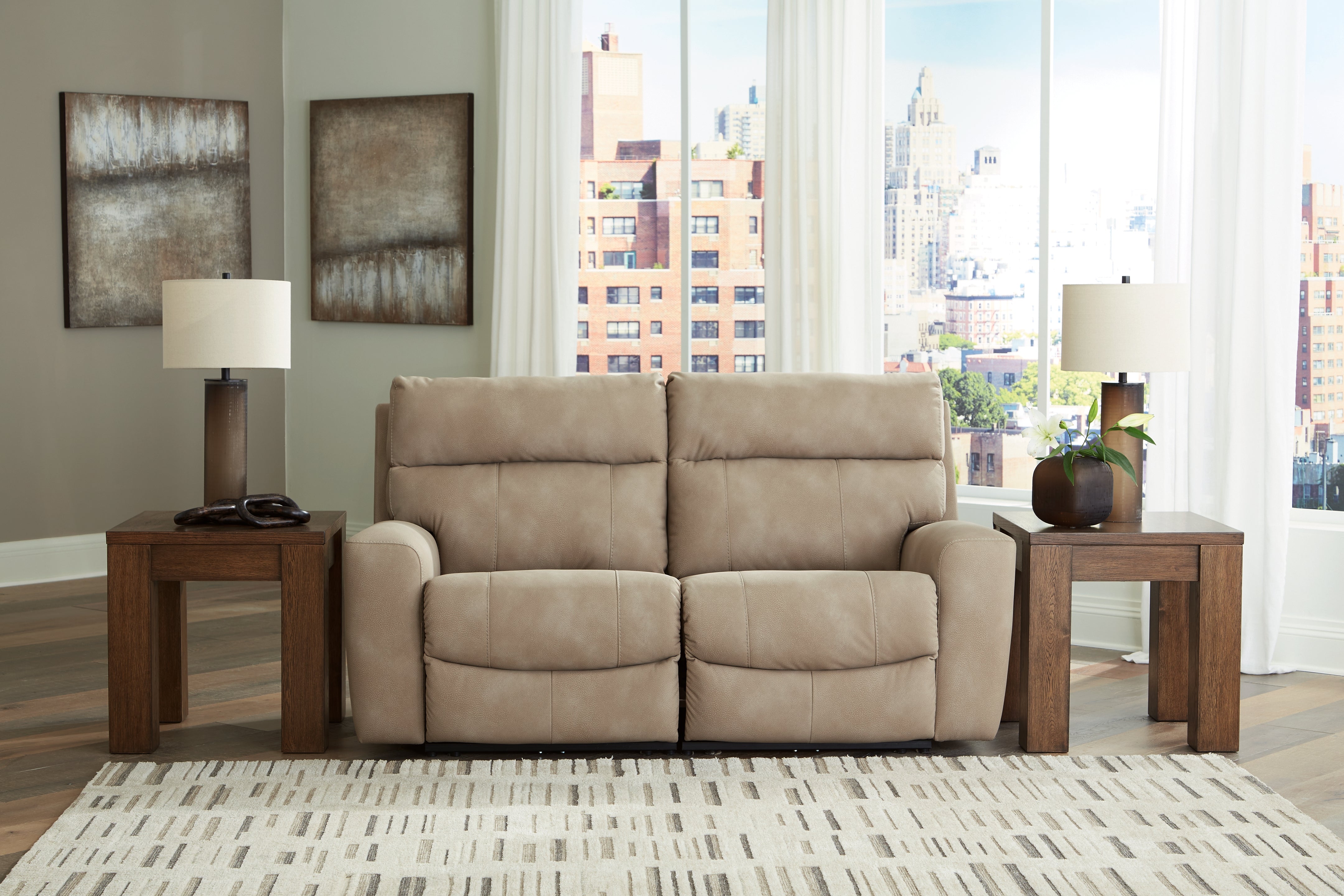 Floridian Furniture - Ashley Furniture - Next-Gen DuraPella Sectional - 2-Piece Power Reclining Sectional Loveseat / Sand - 61004S1