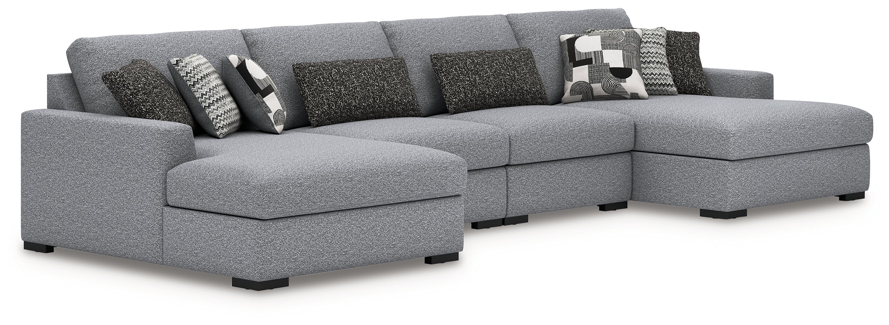 Floridian Furniture - Ashley Furniture - Bealton Sectional - RAF 4-Piece Sectional with Double Chaise / Salt and Pepper - 61305S9