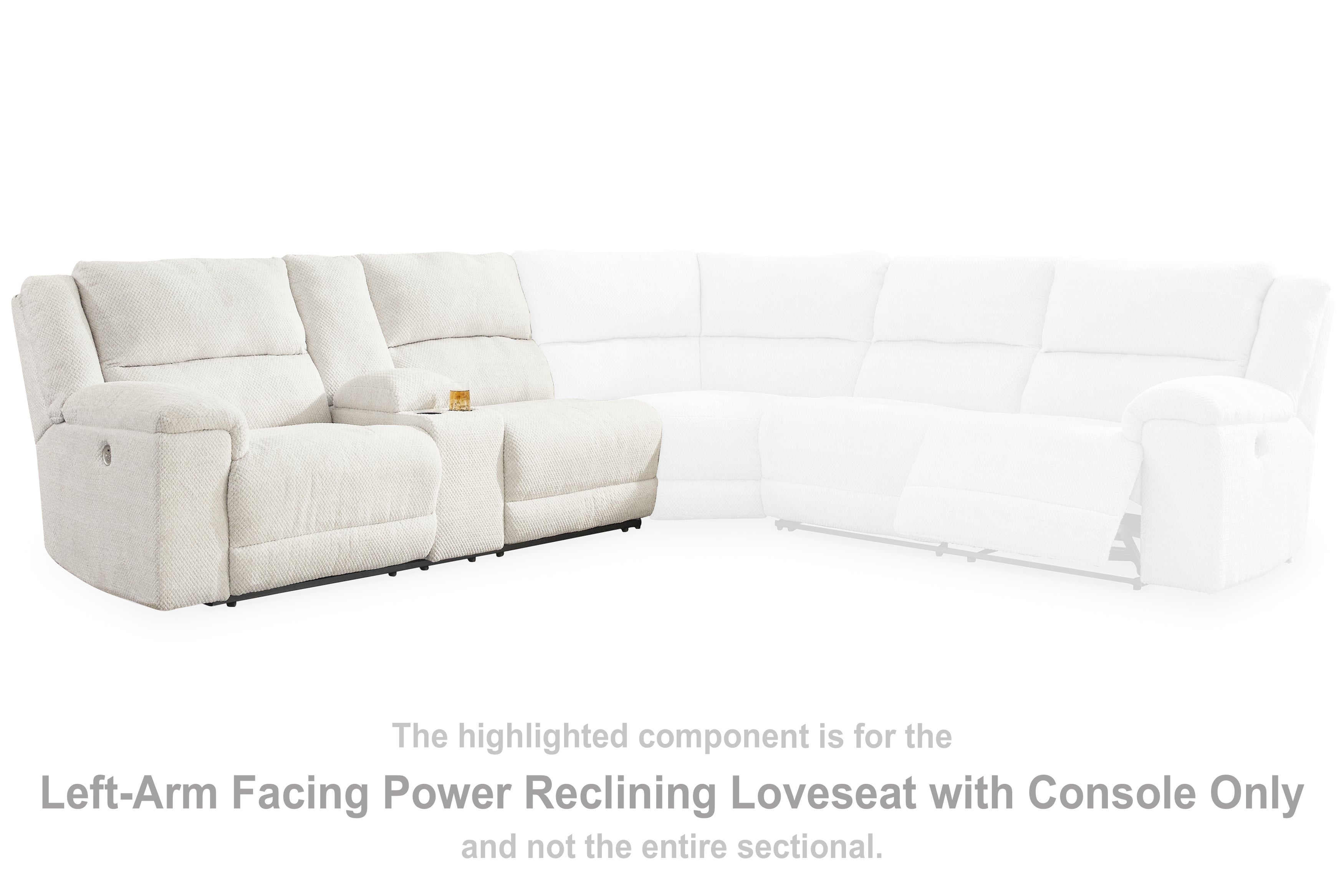 Floridian Furniture - Ashley Furniture - Keensburg Sectional - LAF DBL REC PWR CON Loveseat / Linen - 6180701