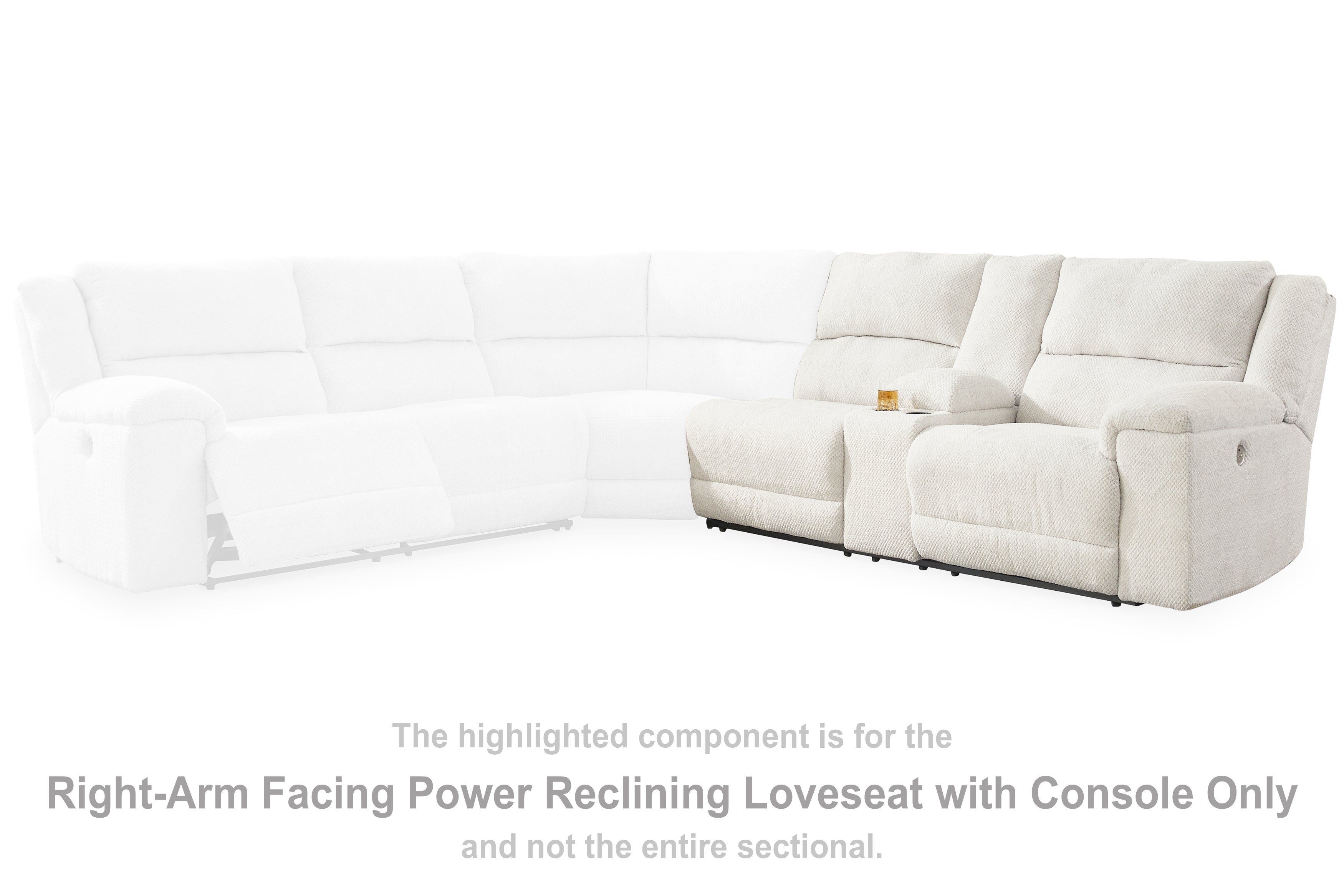 Floridian Furniture - Ashley Furniture - Keensburg Sectional - RAF DBL REC PWR CON Loveseat / Linen - 6180790