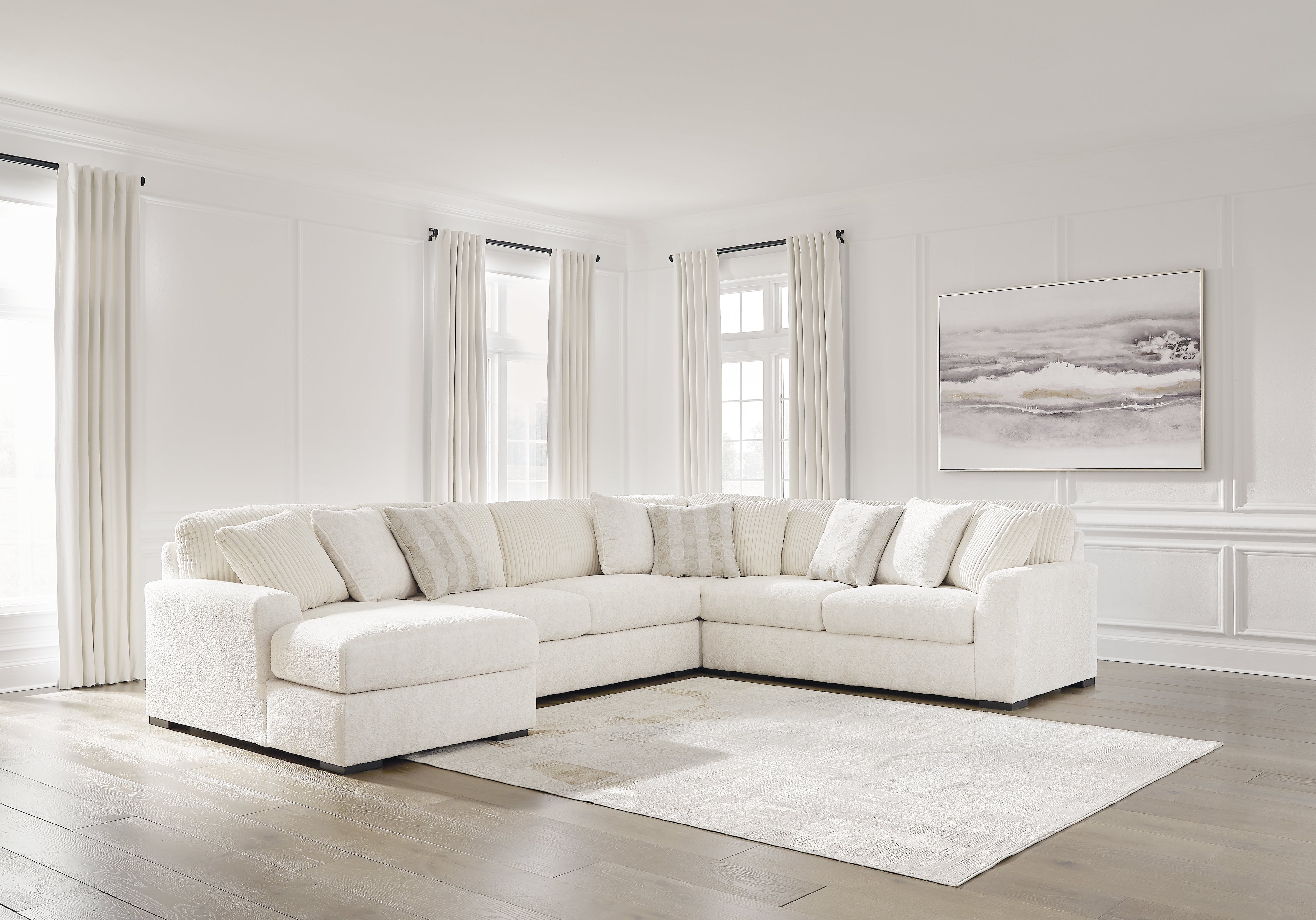Floridian Furniture - Ashley Furniture - Chessington Sectional - RAF 4-Piece Sectional with Chaise / Ivory - 61904S3