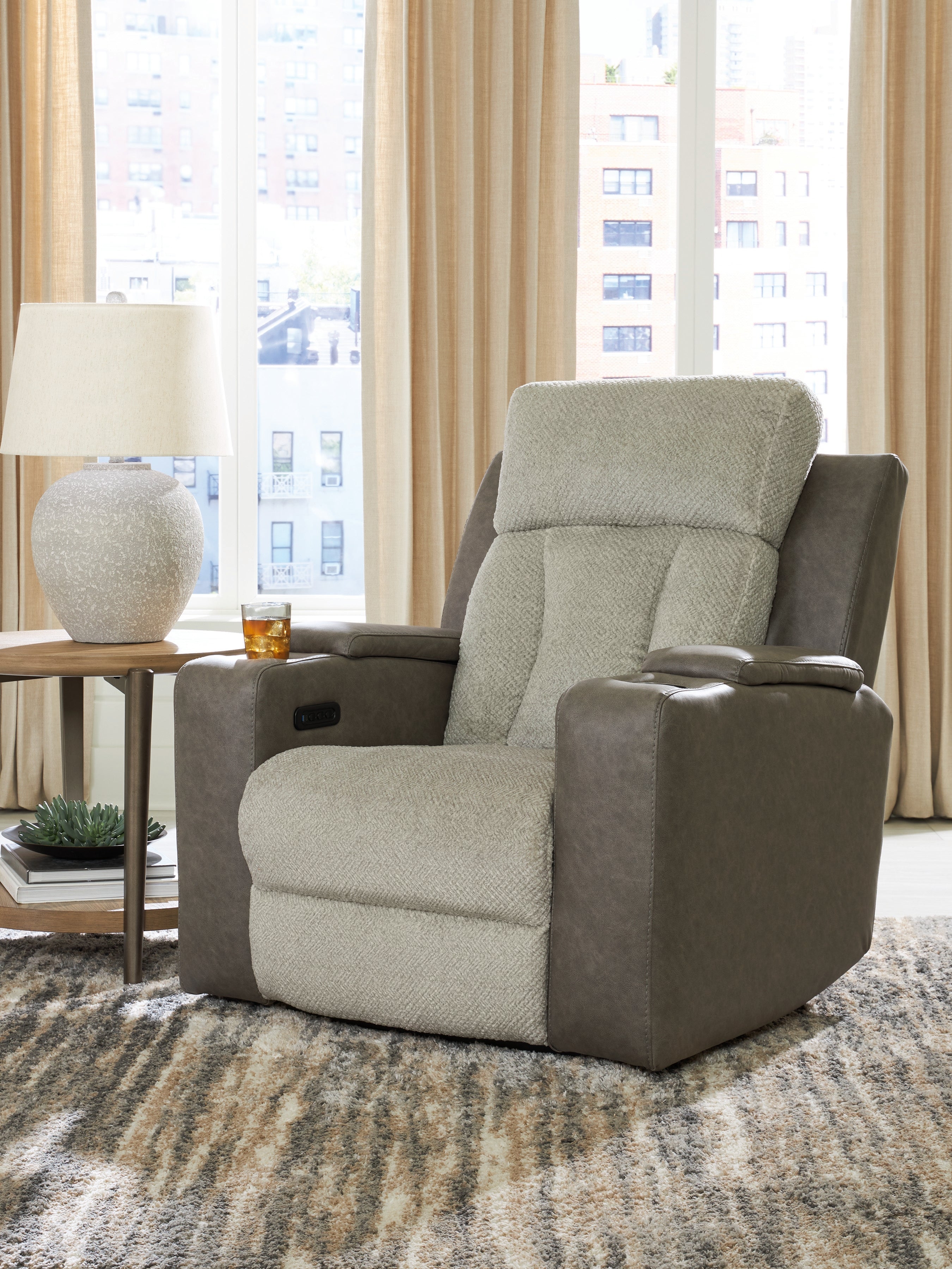 Floridian Furniture - Ashley Furniture - WhipLash Living Room - PWR Recliner/ADJ Headrest / Sisal - PC6320413