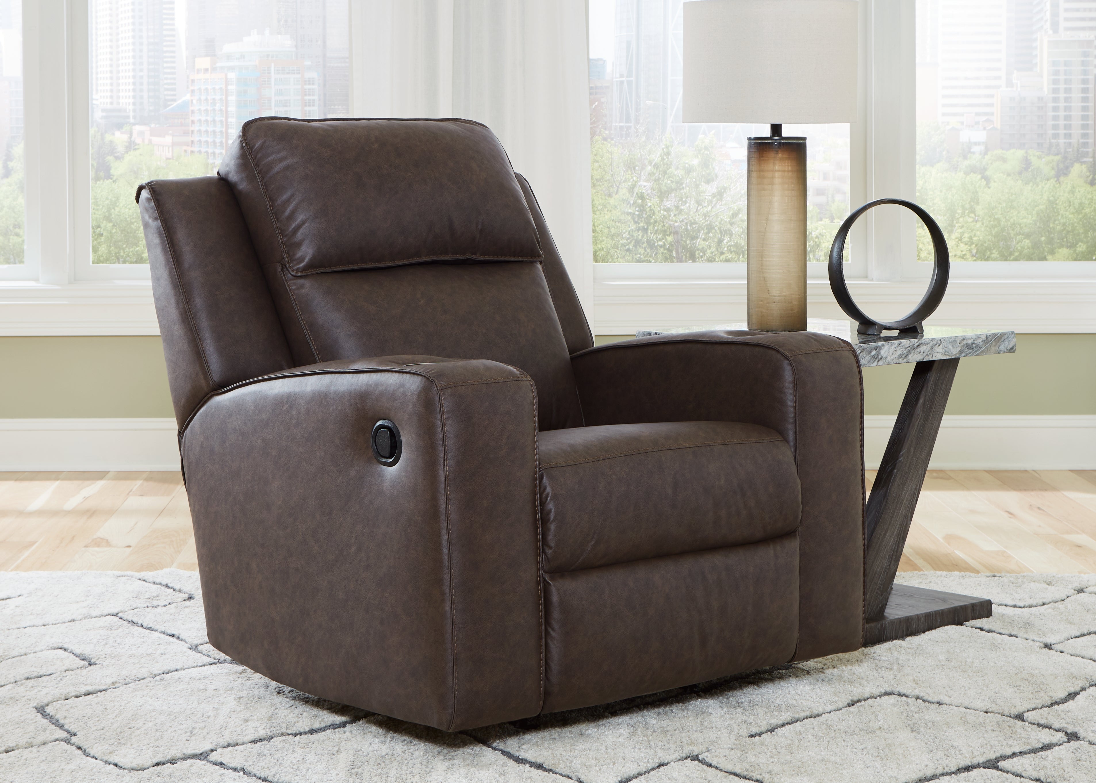 Floridian Furniture - Ashley Furniture - Lavenhorne Living Room - Rocker Recliner / Umber - 6330625