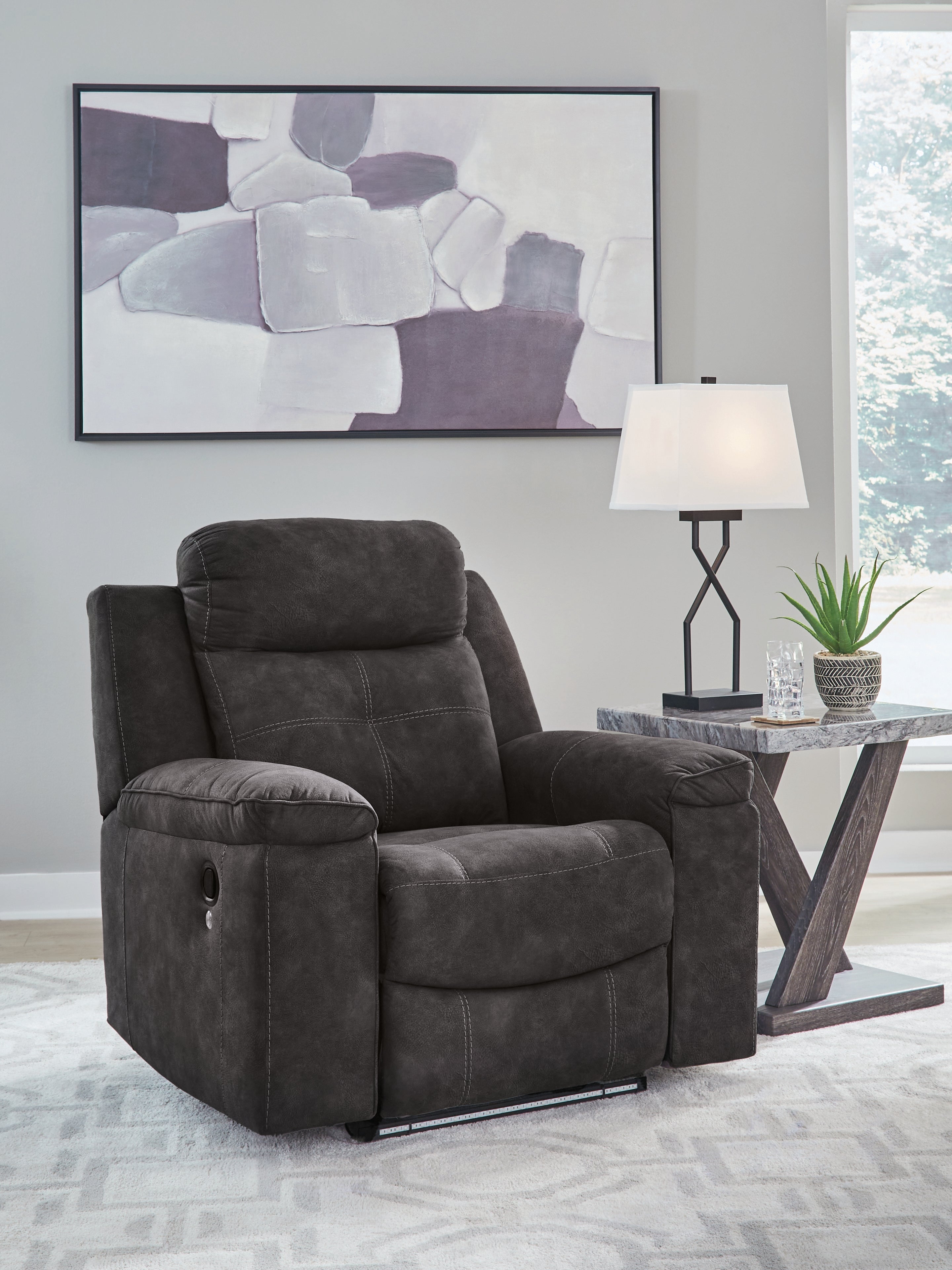 Floridian Furniture - Ashley Furniture - Brysonview Living Room - Zero Wall Recliner / Charcoal - 6360529