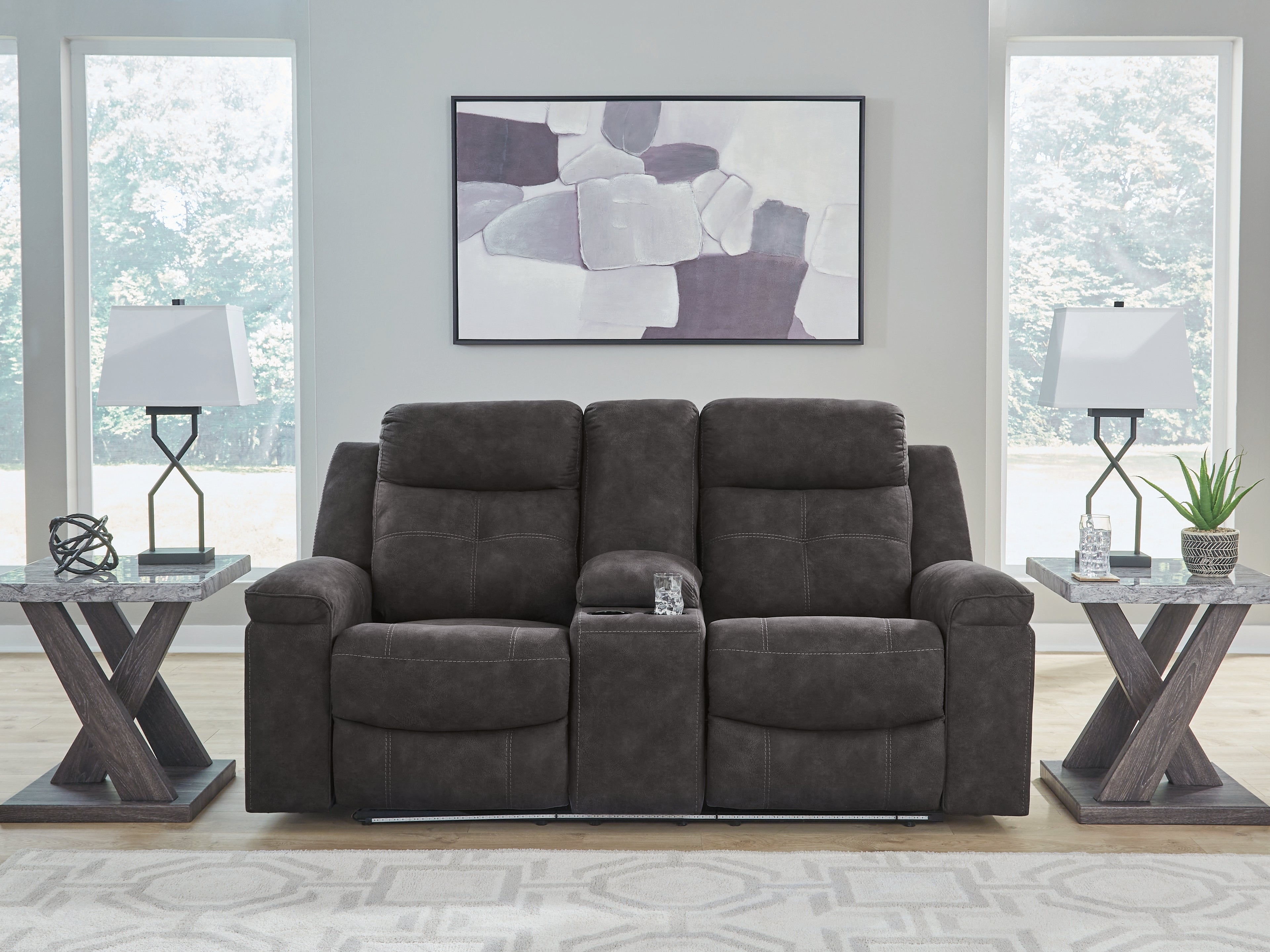 Floridian Furniture - Ashley Furniture - Brysonview Living Room - DBL Rec Loveseat w/Console - 6360594