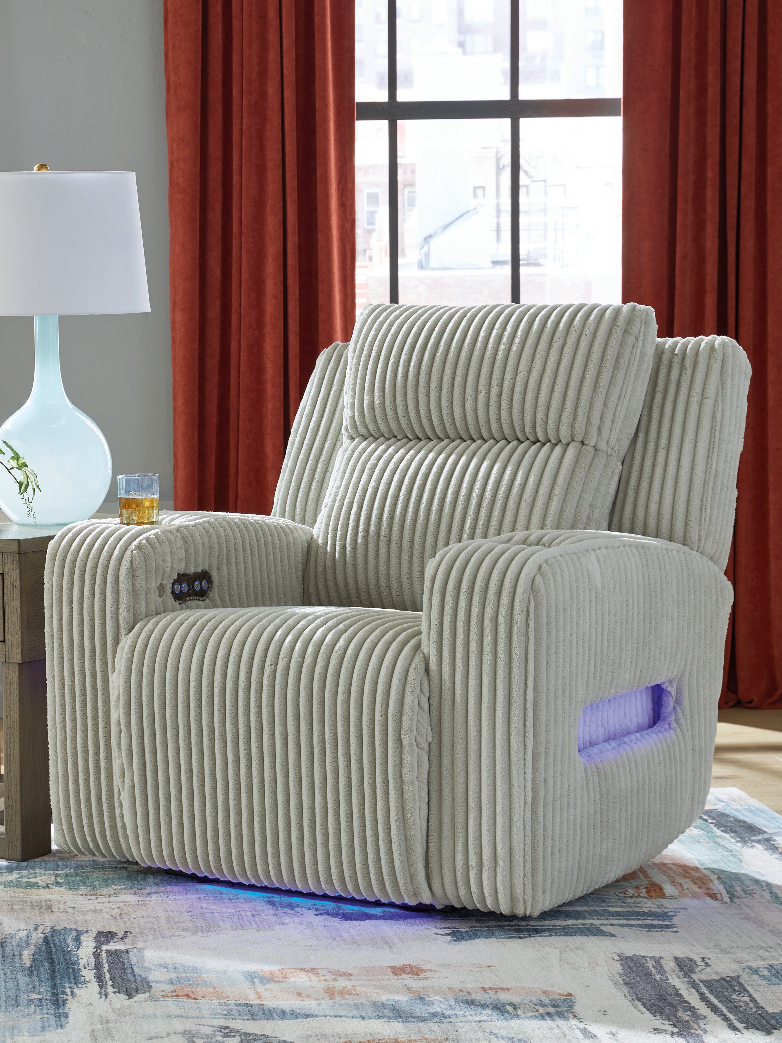 Floridian Furniture - Ashley Furniture - Forest Lake Living Room - PWR Recliner/ADJ Headrest / Alloy - PC6420313