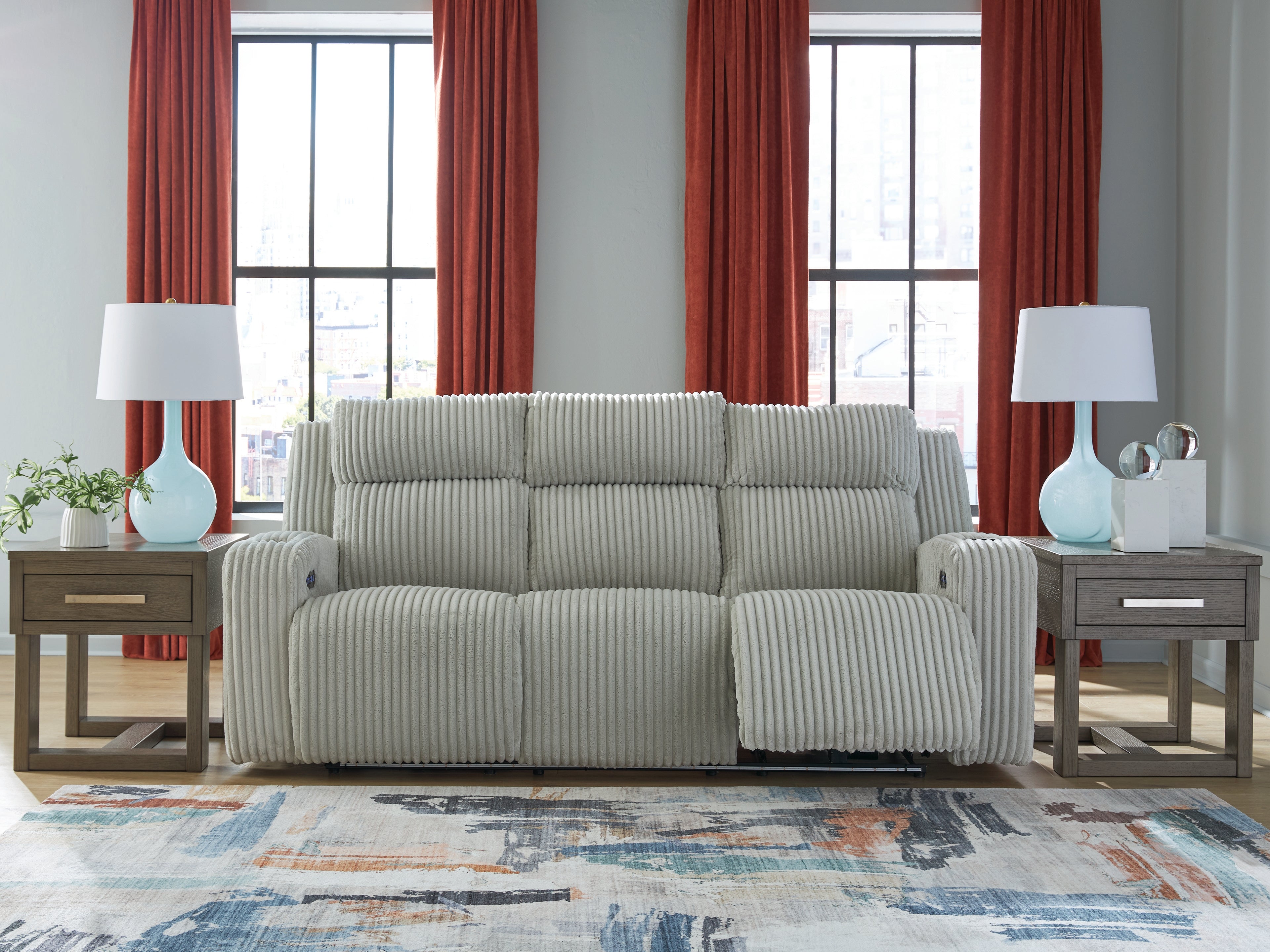Floridian Furniture - Ashley Furniture - Forest Lake Living Room - PWR REC Sofa with ADJ Headrest / Alloy - PC6420315