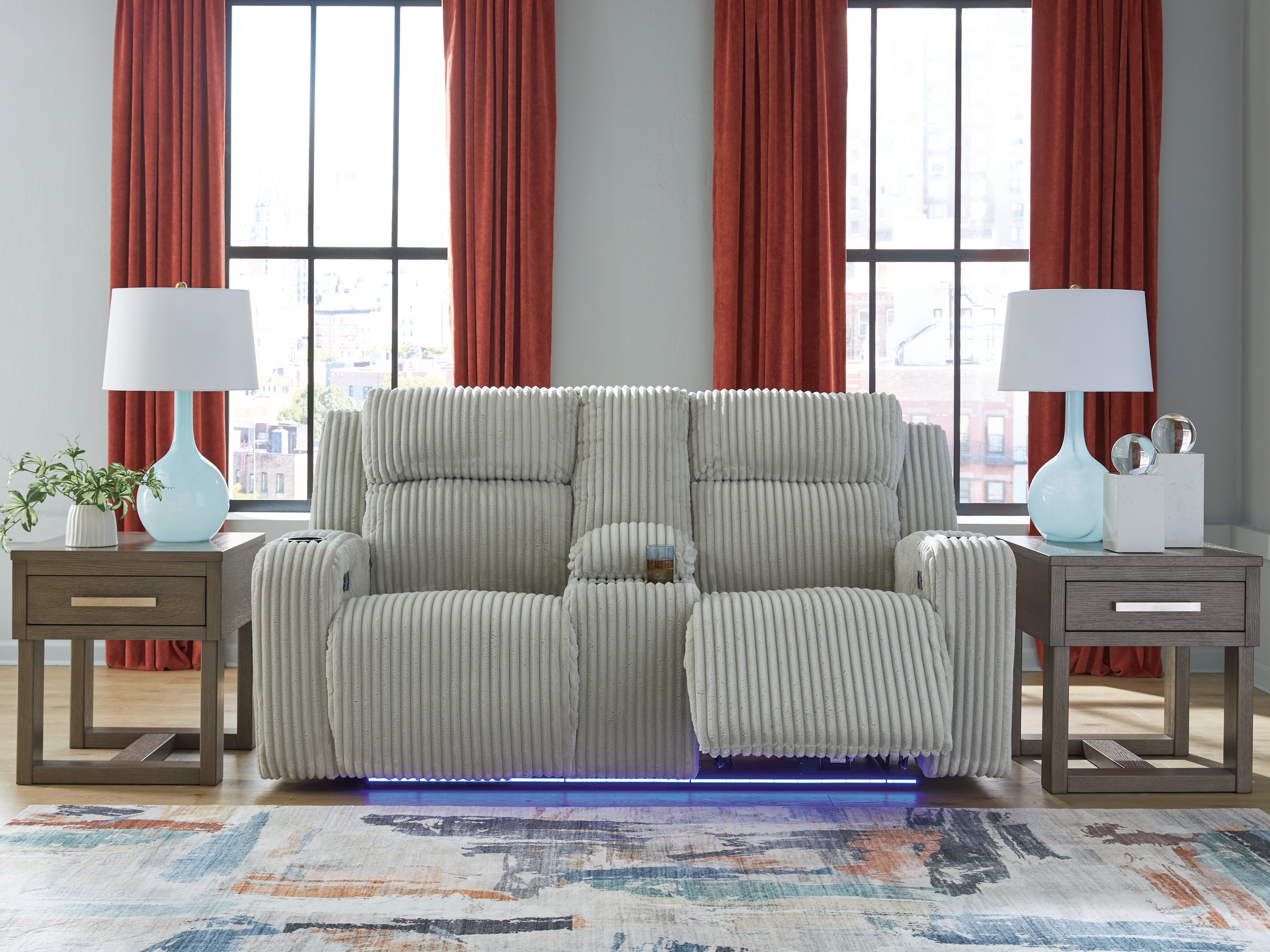 Floridian Furniture - Ashley Furniture - Forest Lake Living Room - PWR REC Loveseat/CON/ADJ HDRST / Alloy - PC6420318