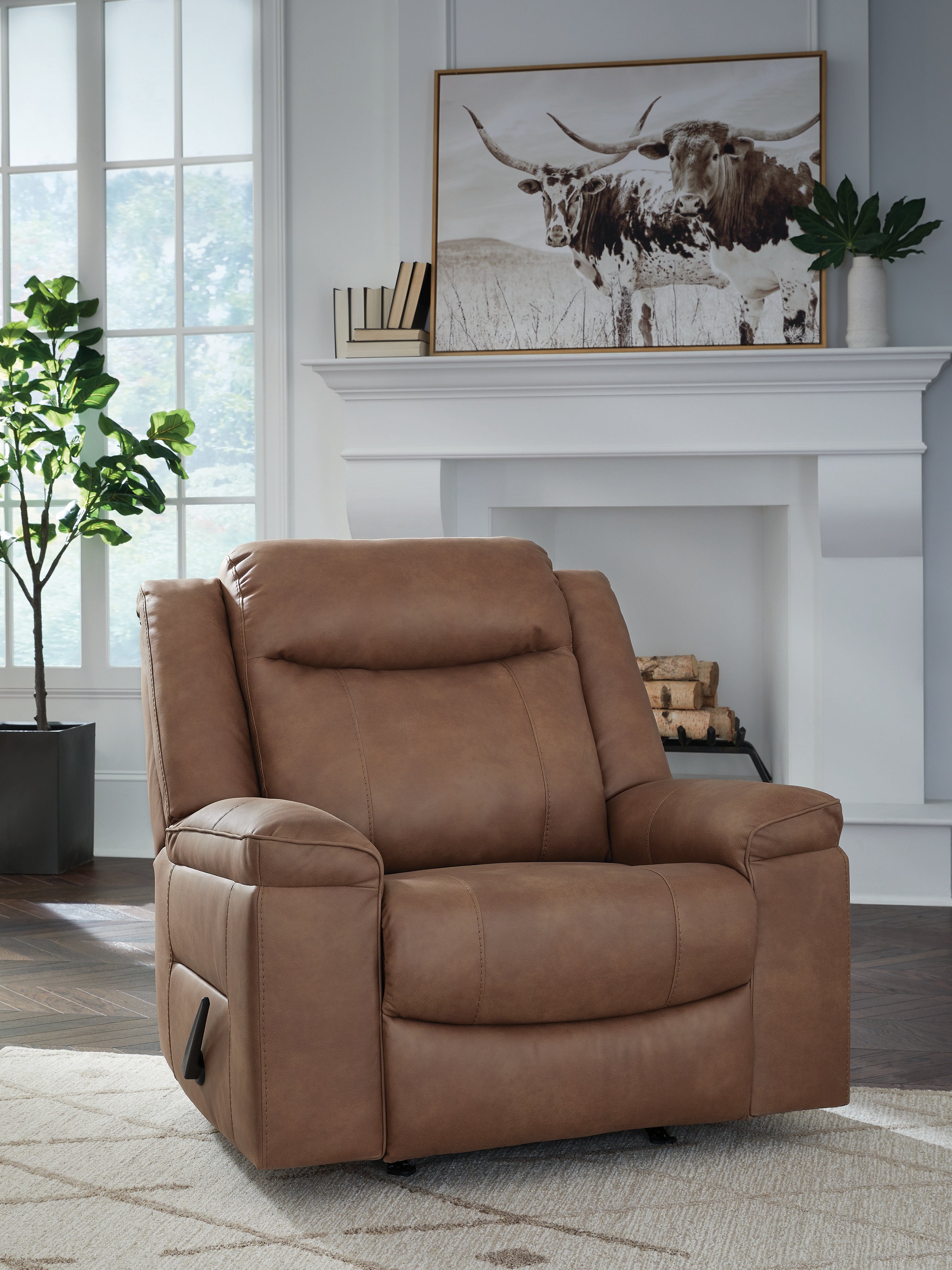 Floridian Furniture - Ashley Furniture - Status Check Living Room - Rocker Recliner / Caramel - PC6530825