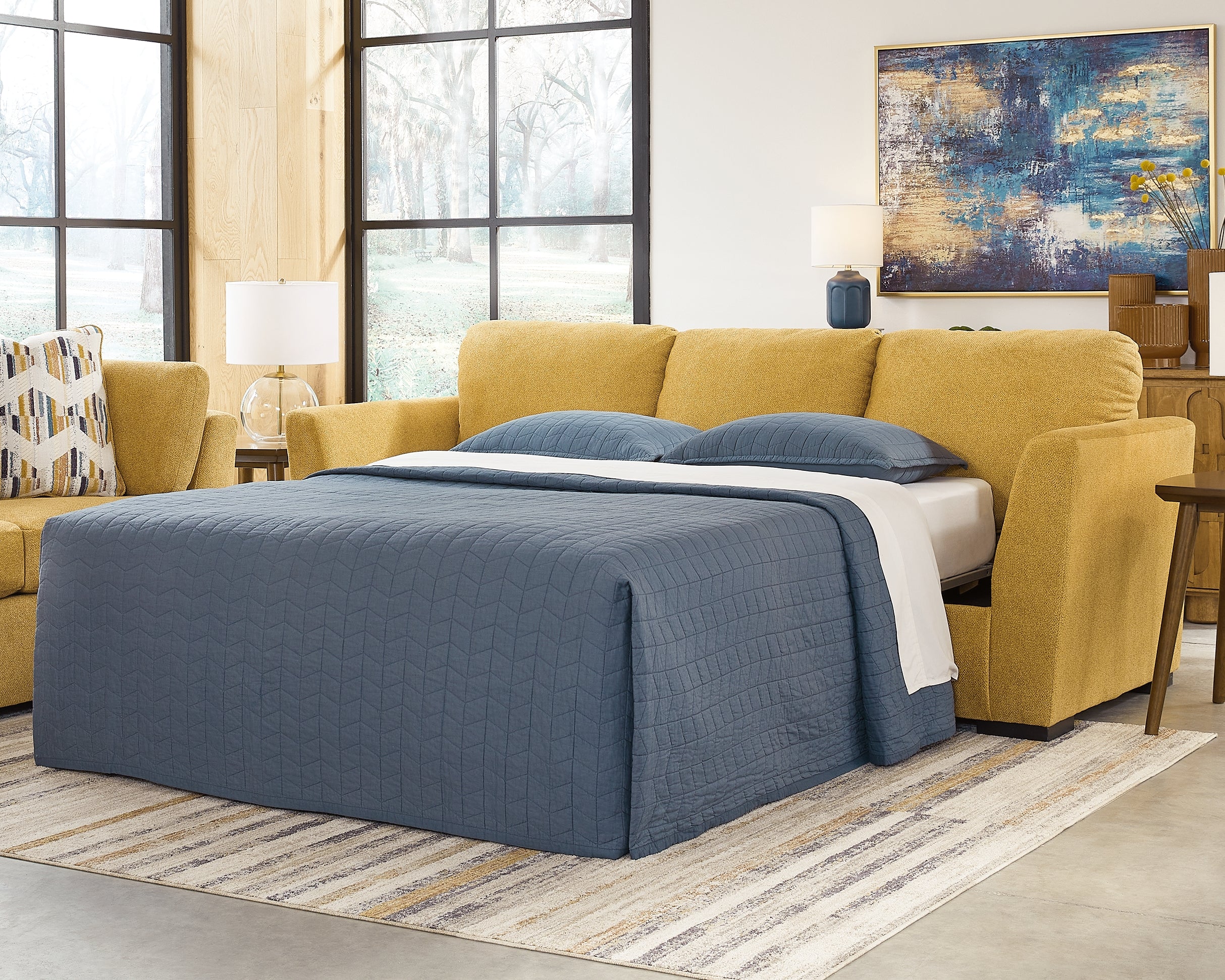 Floridian Furniture - Ashley Furniture - Keerwick Living Room - Queen Sofa Sleeper / Sunflower - 6750639