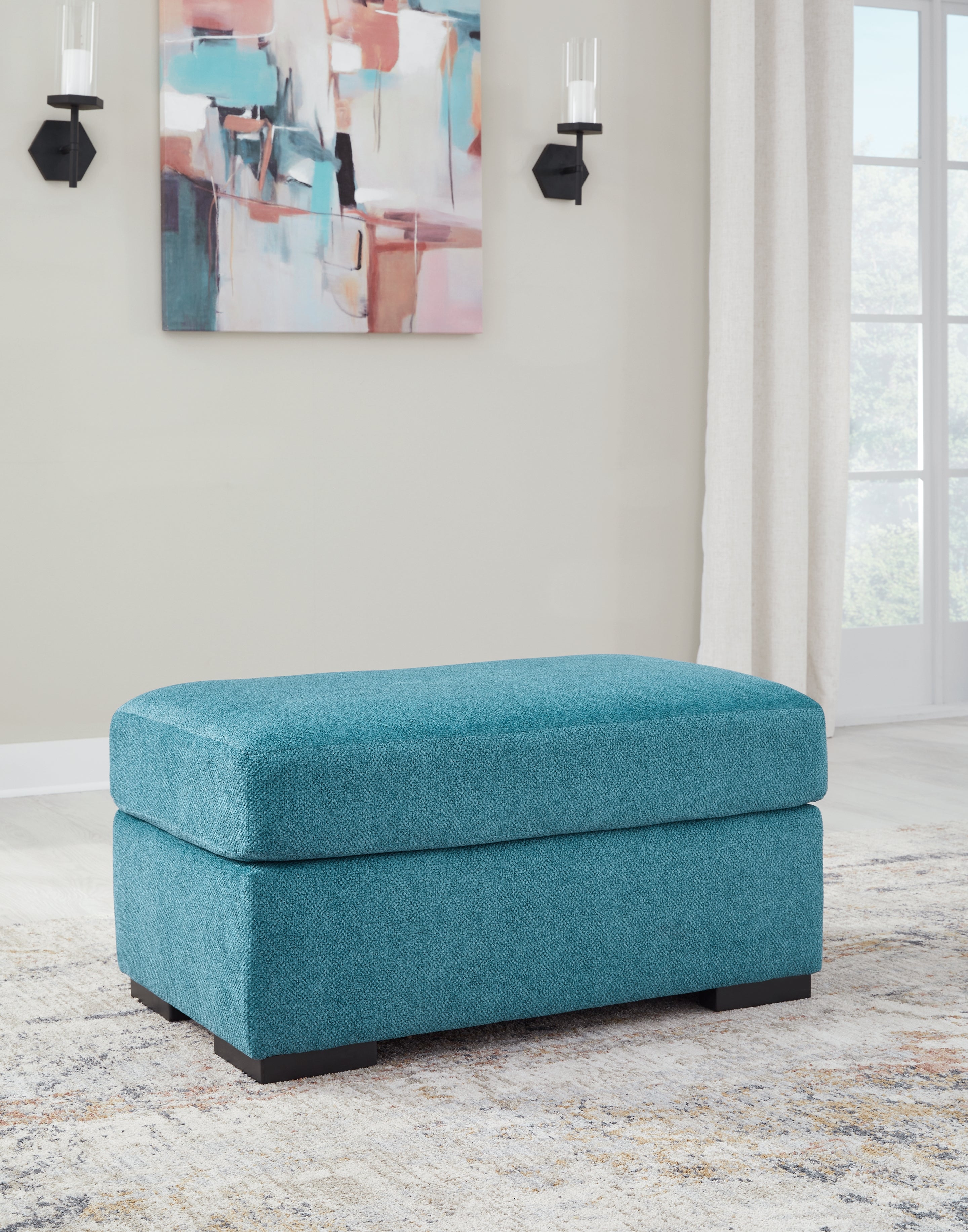 Floridian Furniture - Ashley Furniture - Keerwick Living Room - Ottoman / Teal - 6750714