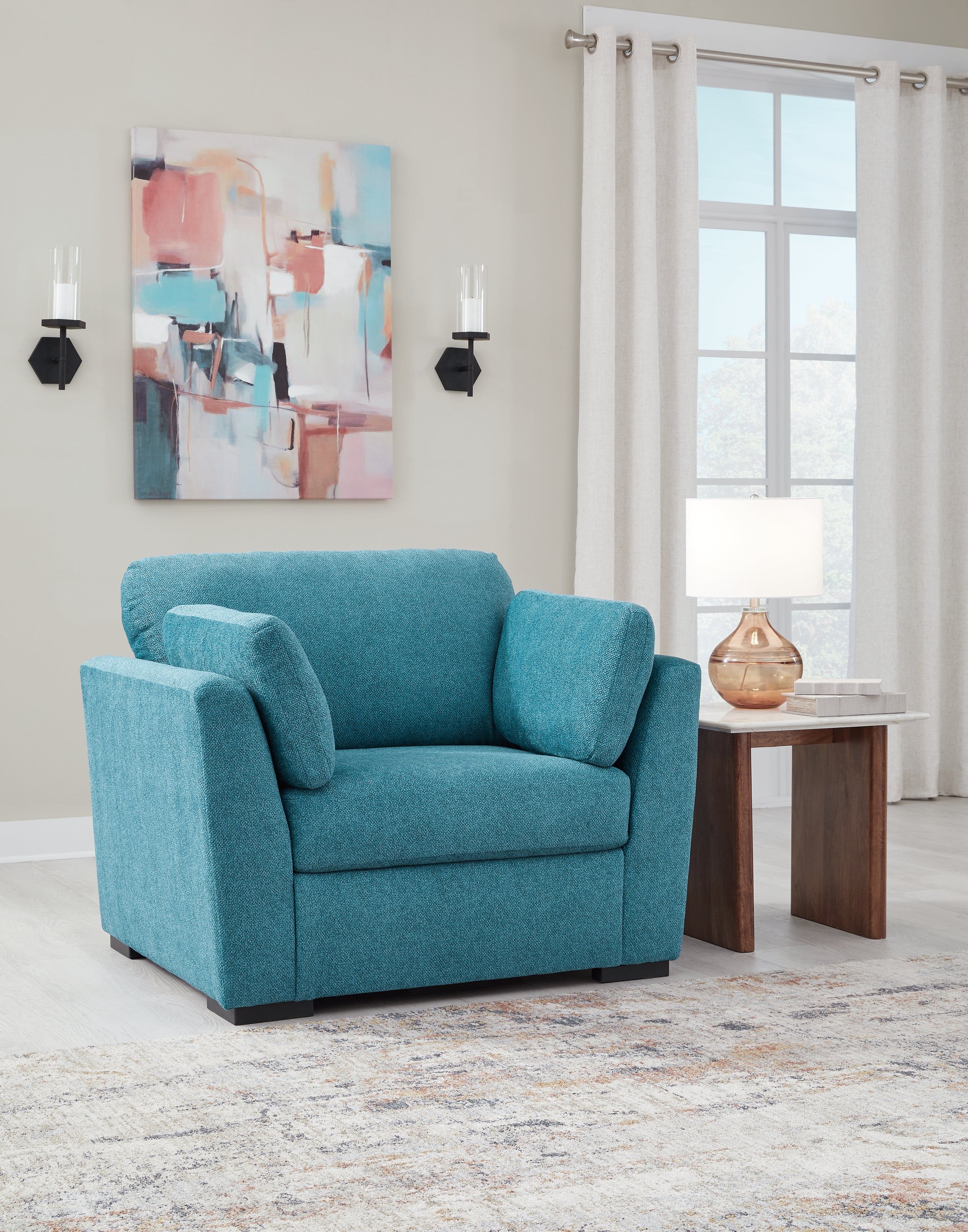 Floridian Furniture - Ashley Furniture - Keerwick Living Room - Chair and a Half / Teal - 6750723