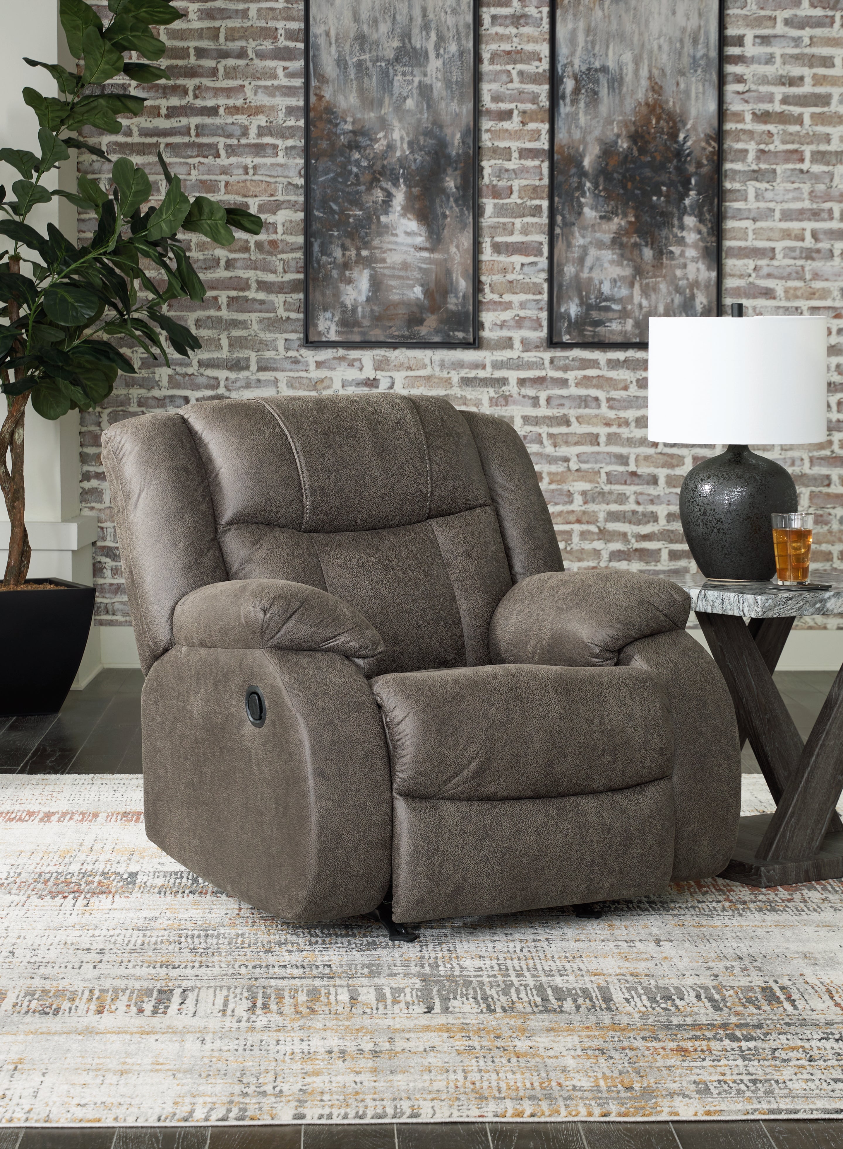 Floridian Furniture - Ashley Furniture - First Base Living Room - Rocker Recliner / Gunmetal - 6880425