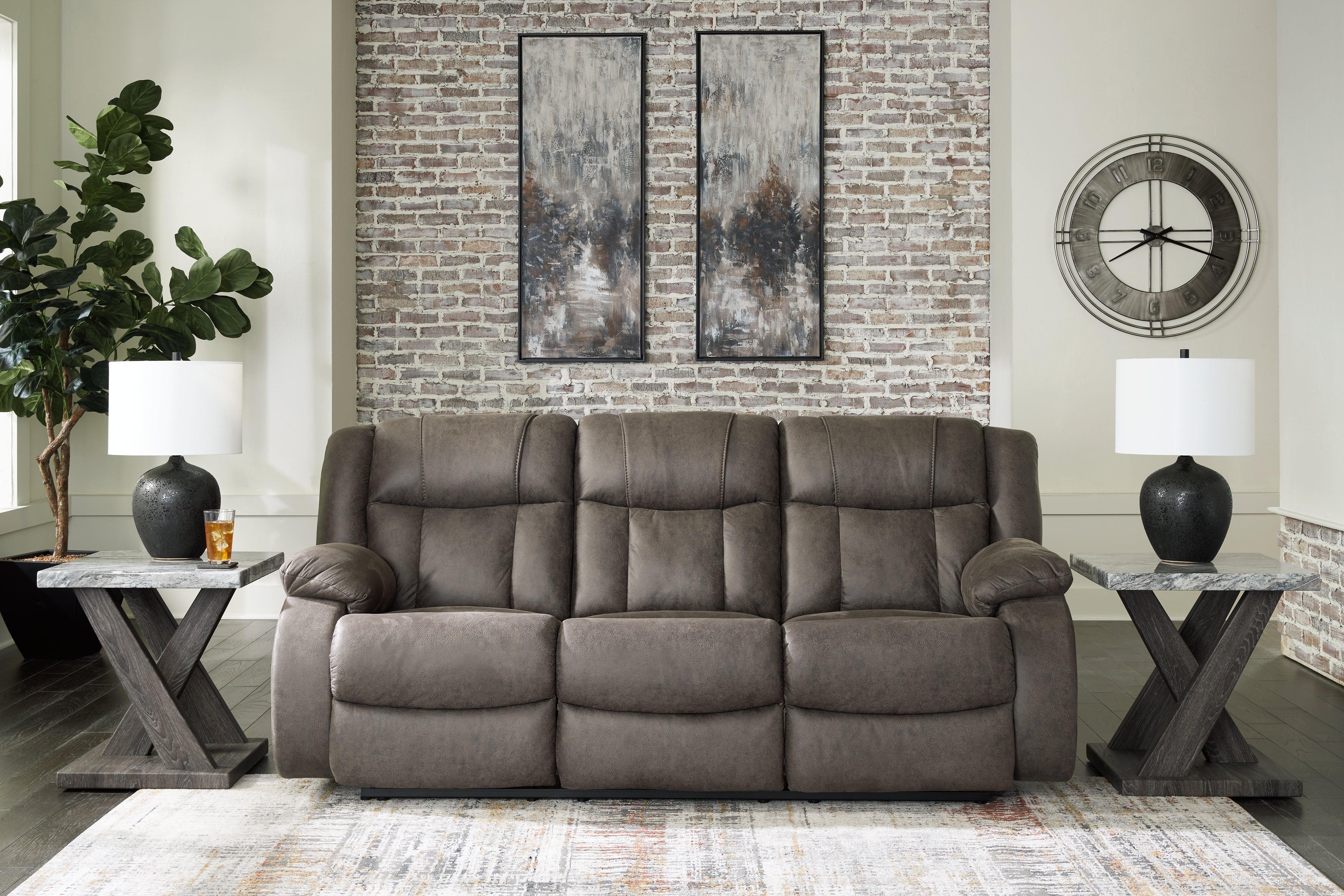 Floridian Furniture - Ashley Furniture - First Base Living Room - Reclining Sofa / Gunmetal - 6880488