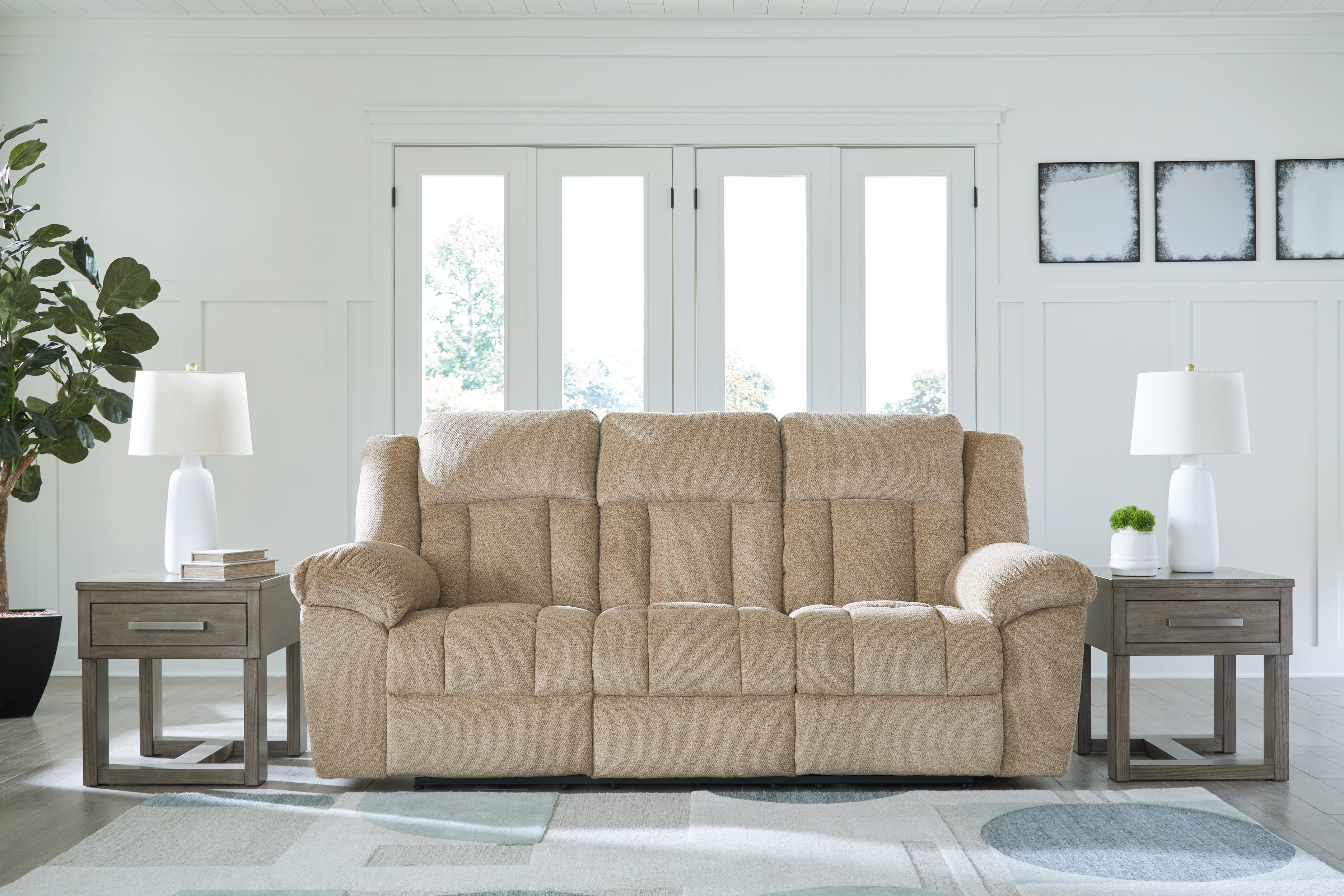 Floridian Furniture - Ashley Furniture - Tip-Off Living Room - PWR REC Sofa with ADJ Headrest / Wheat - 6930515