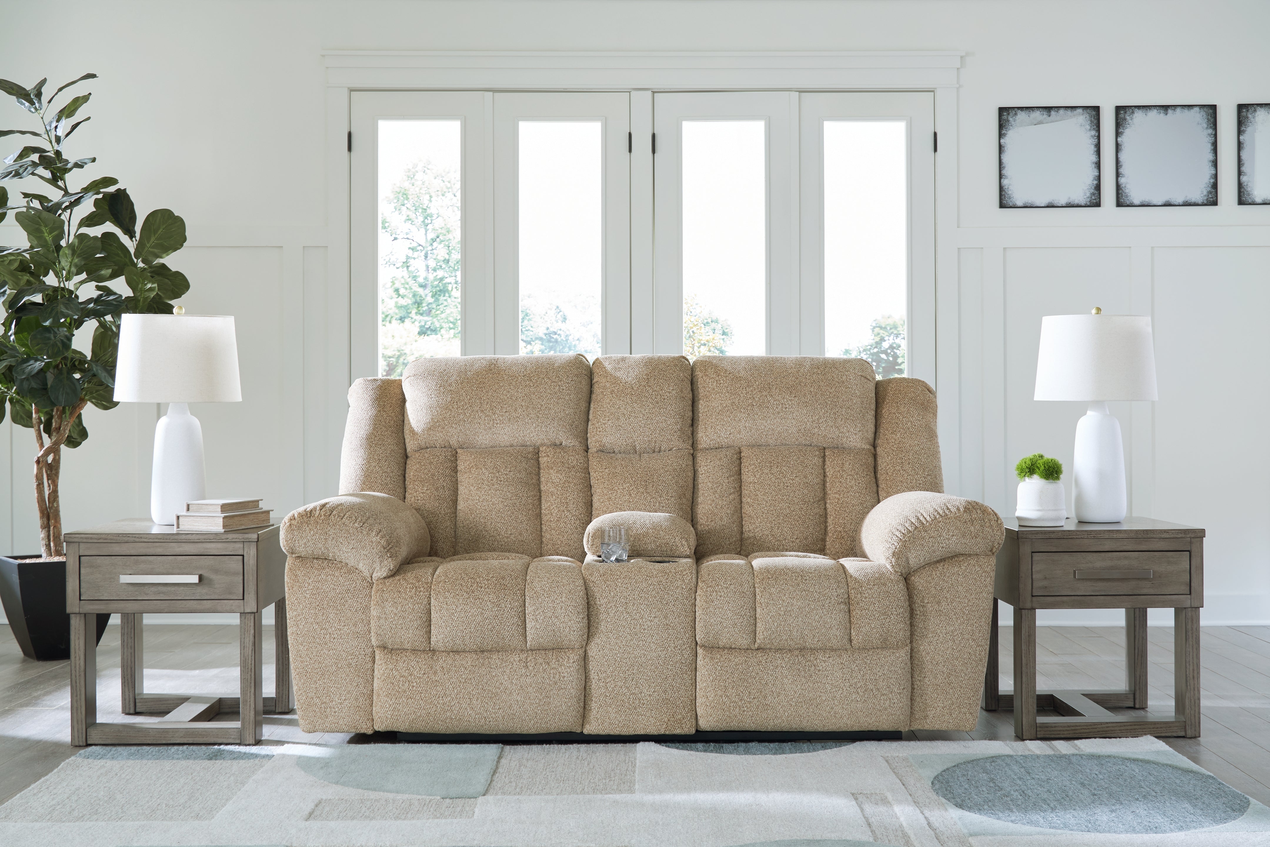 Floridian Furniture - Ashley Furniture - Tip-Off Living Room - PWR REC Loveseat/CON/ADJ HDRST / Wheat - 6930518