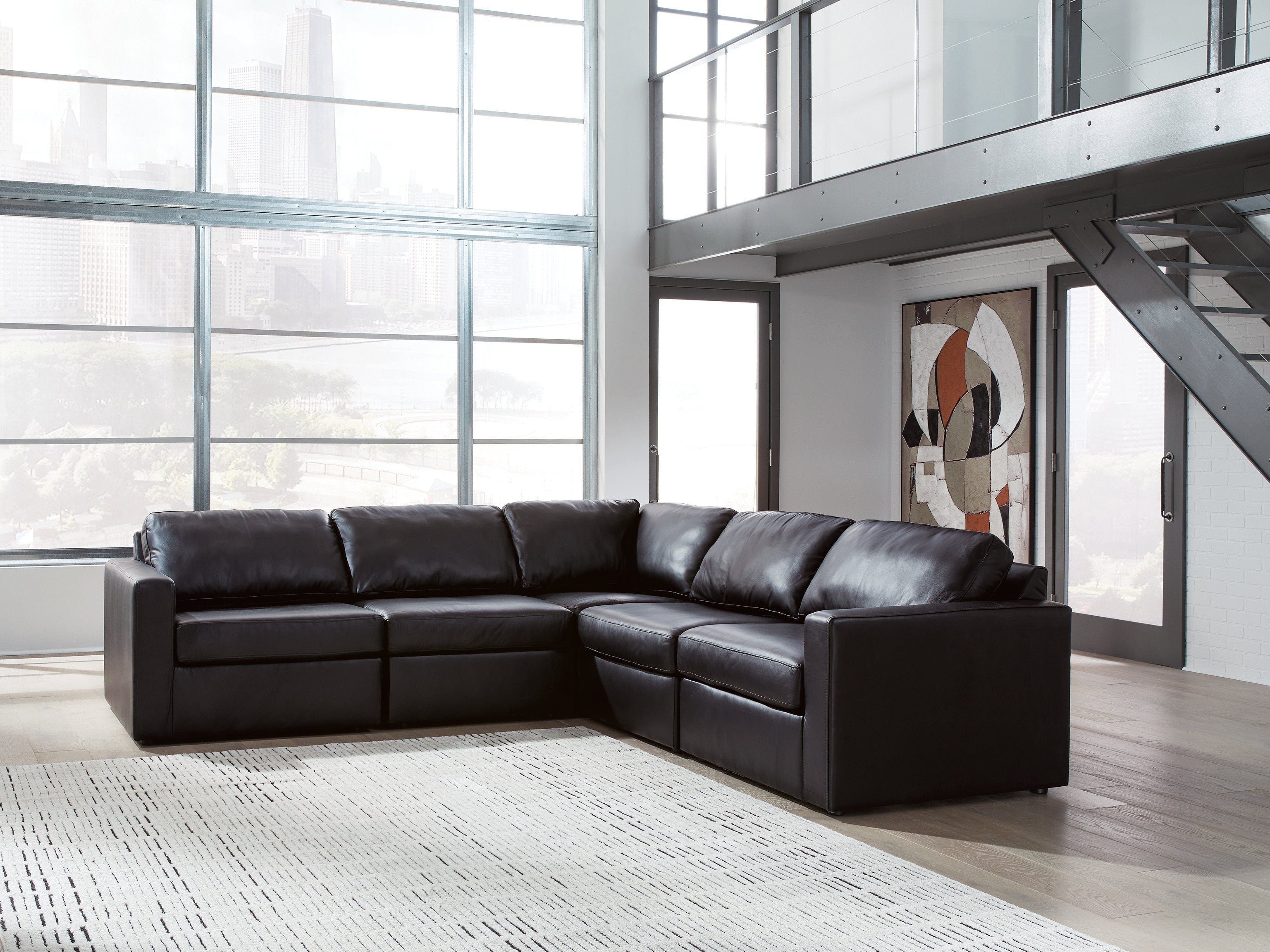 Floridian Furniture - Ashley Furniture - ModMax II Sectional - RAF 5-Piece Sectional / Black - 74305S6