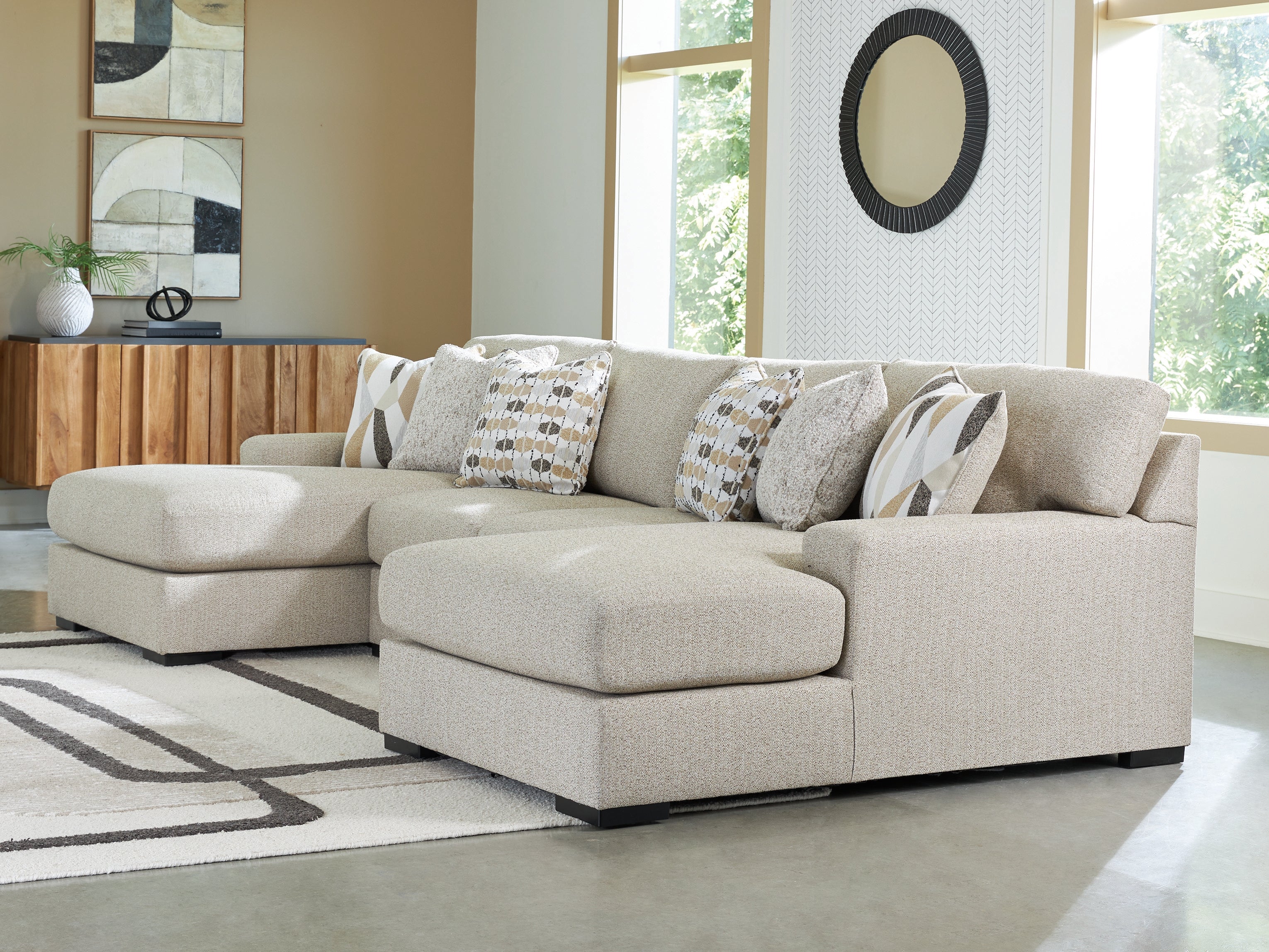Floridian Furniture - Ashley Furniture - Laurelgrove Sectional - RAF 3-Piece Double Chaise Sectional / Pebble - 75105S7