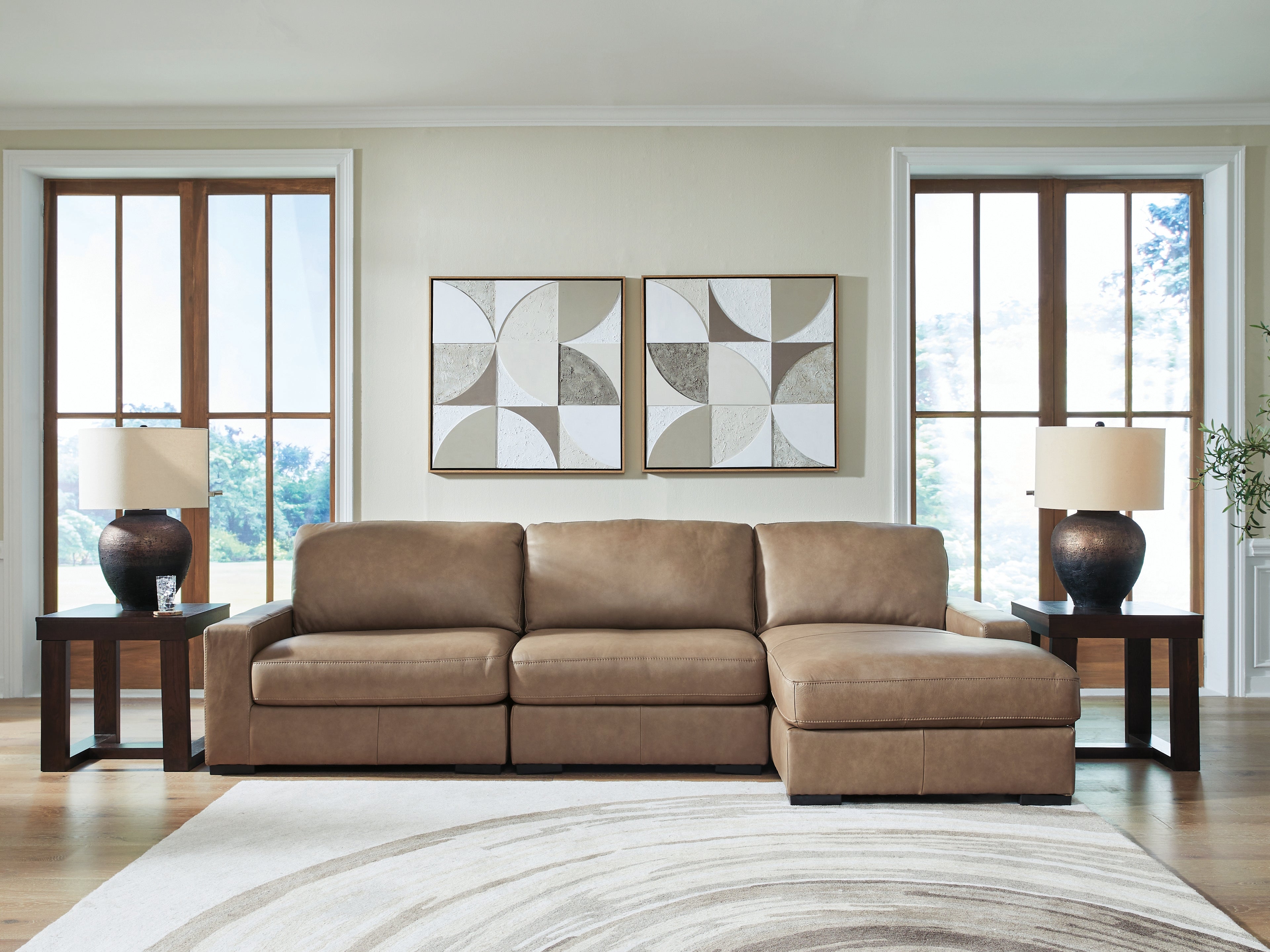 Floridian Furniture - Ashley Furniture - Veronella Sectional - RAF 3-Piece Sectional with Chaise / Sahara - 76106S6