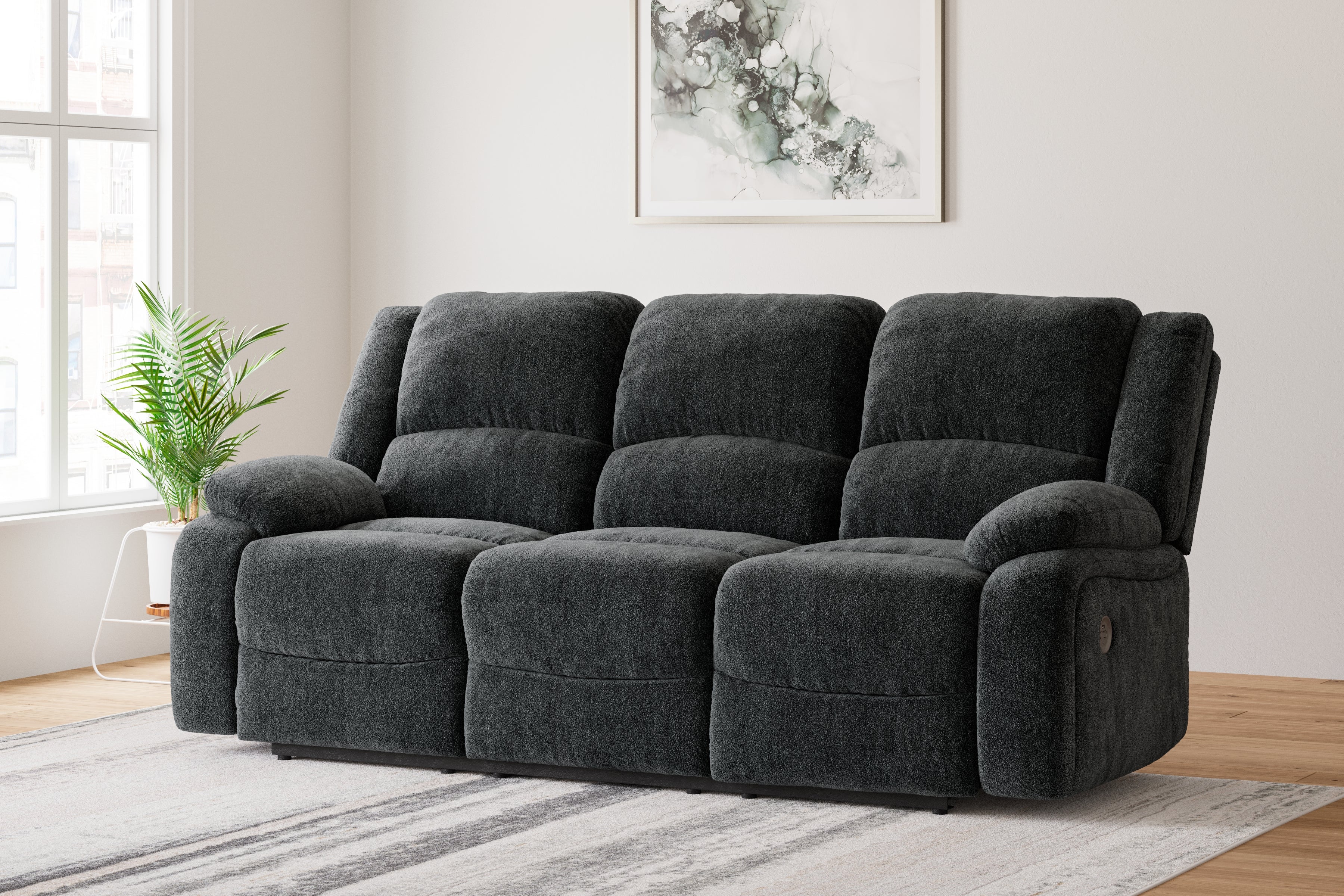 Floridian Furniture - Ashley Furniture - Draycoll Living Room - Reclining Power Sofa / Slate - 7650487