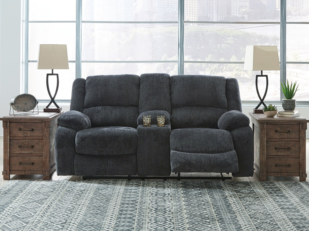Floridian Furniture - Ashley Furniture - Draycoll Living Room - DBL Rec Loveseat w/Console / Slate - 7650494