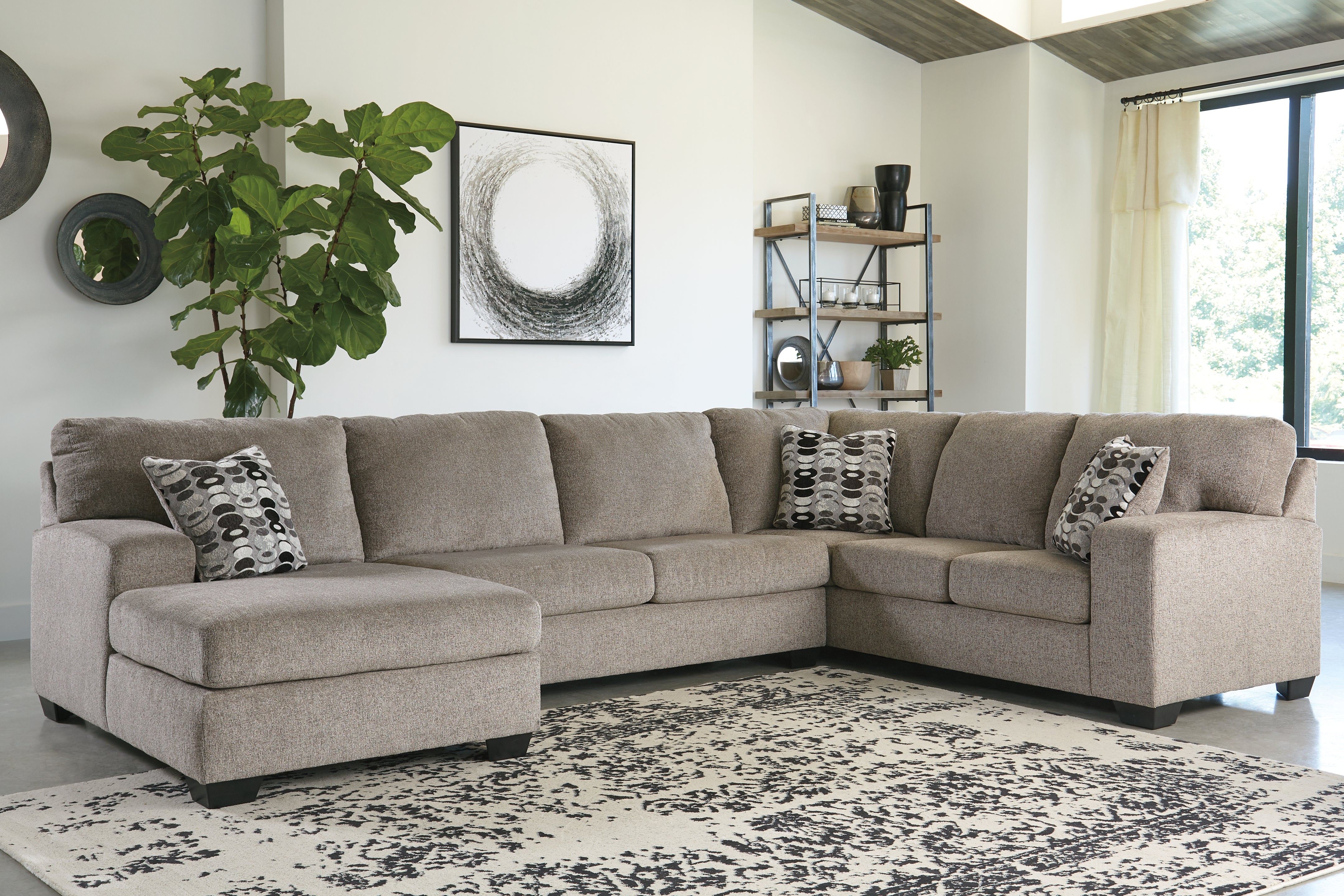 Floridian Furniture - Ashley Furniture - Ballinasloe Sectional - RAF 3-Piece Sectional with Chaise / Platinum - 80702S1
