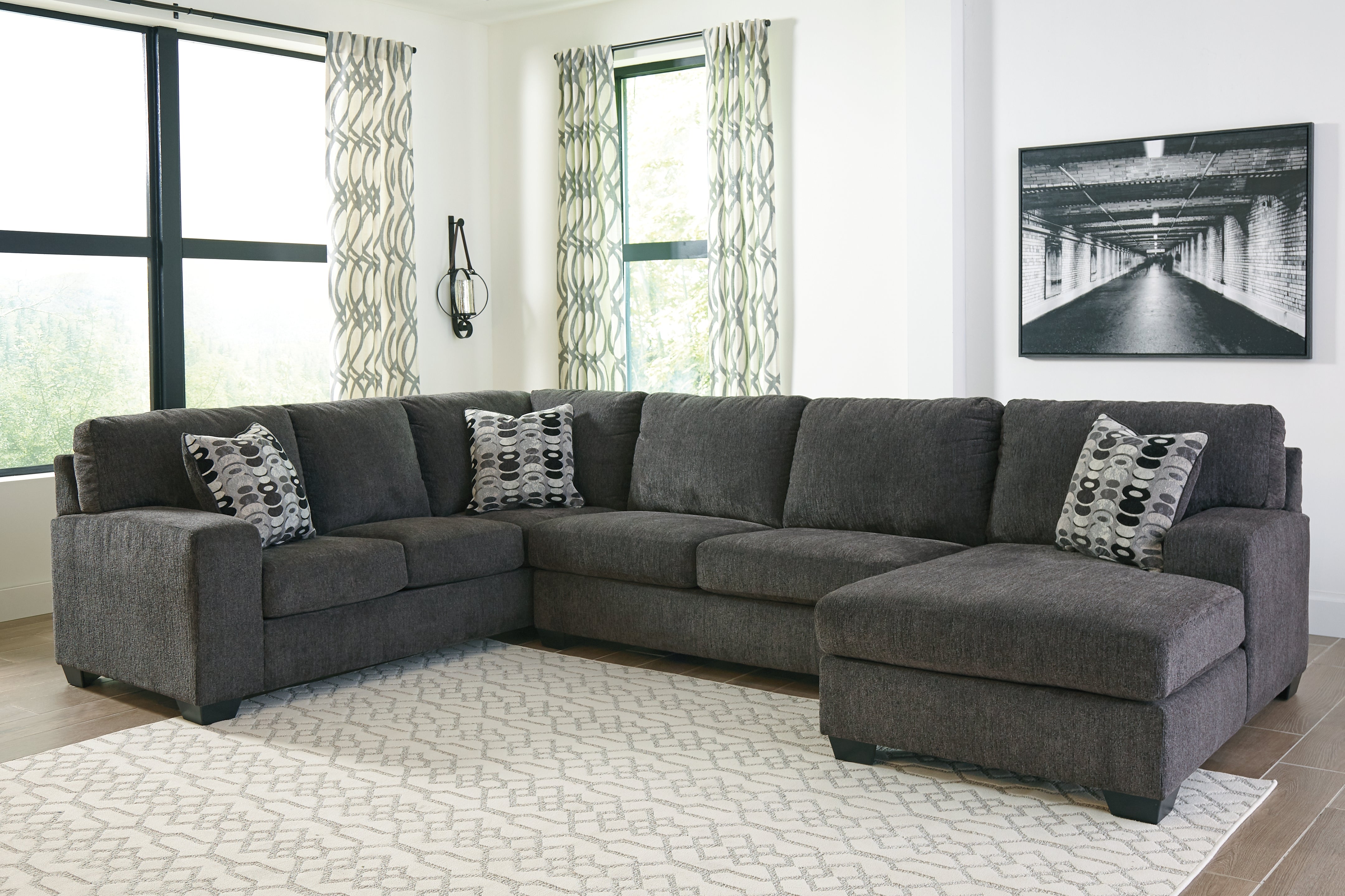 Floridian Furniture - Ashley Furniture - Ballinasloe Sectional - LAF 3-Piece Sectional with Chaise / Smoke - 80703S2