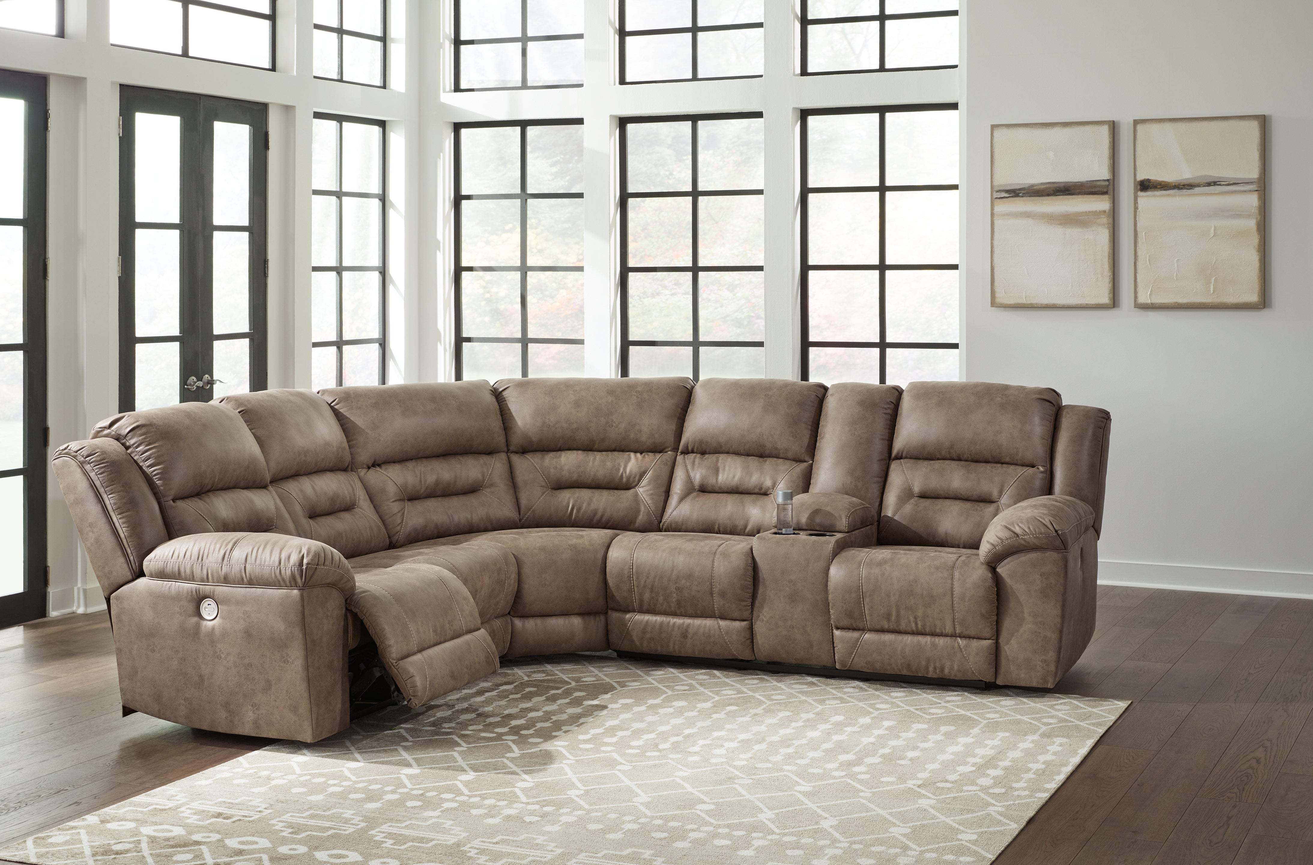 Floridian Furniture - Ashley Furniture - Ravenel Sectional - 3-Piece Power Reclining Sectional / Fossil - 83106S2